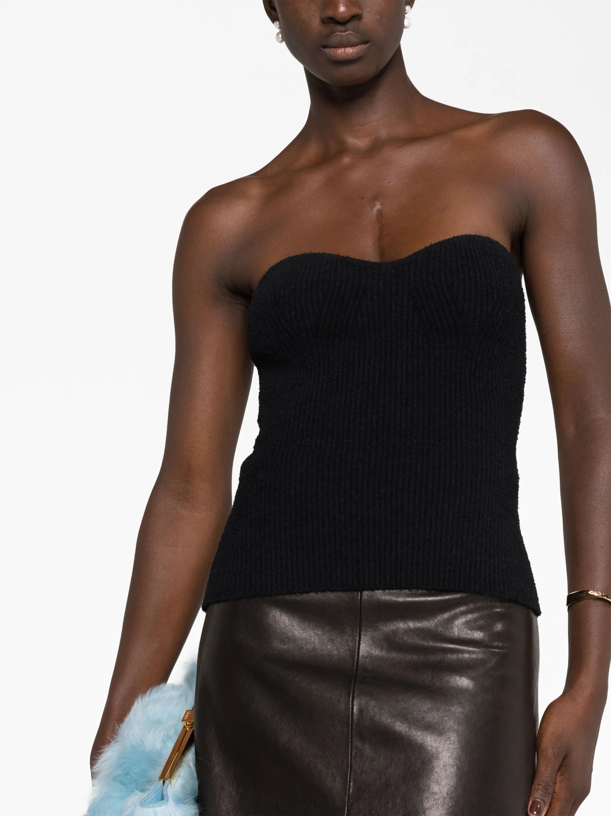 ribbed-knit bandeau top