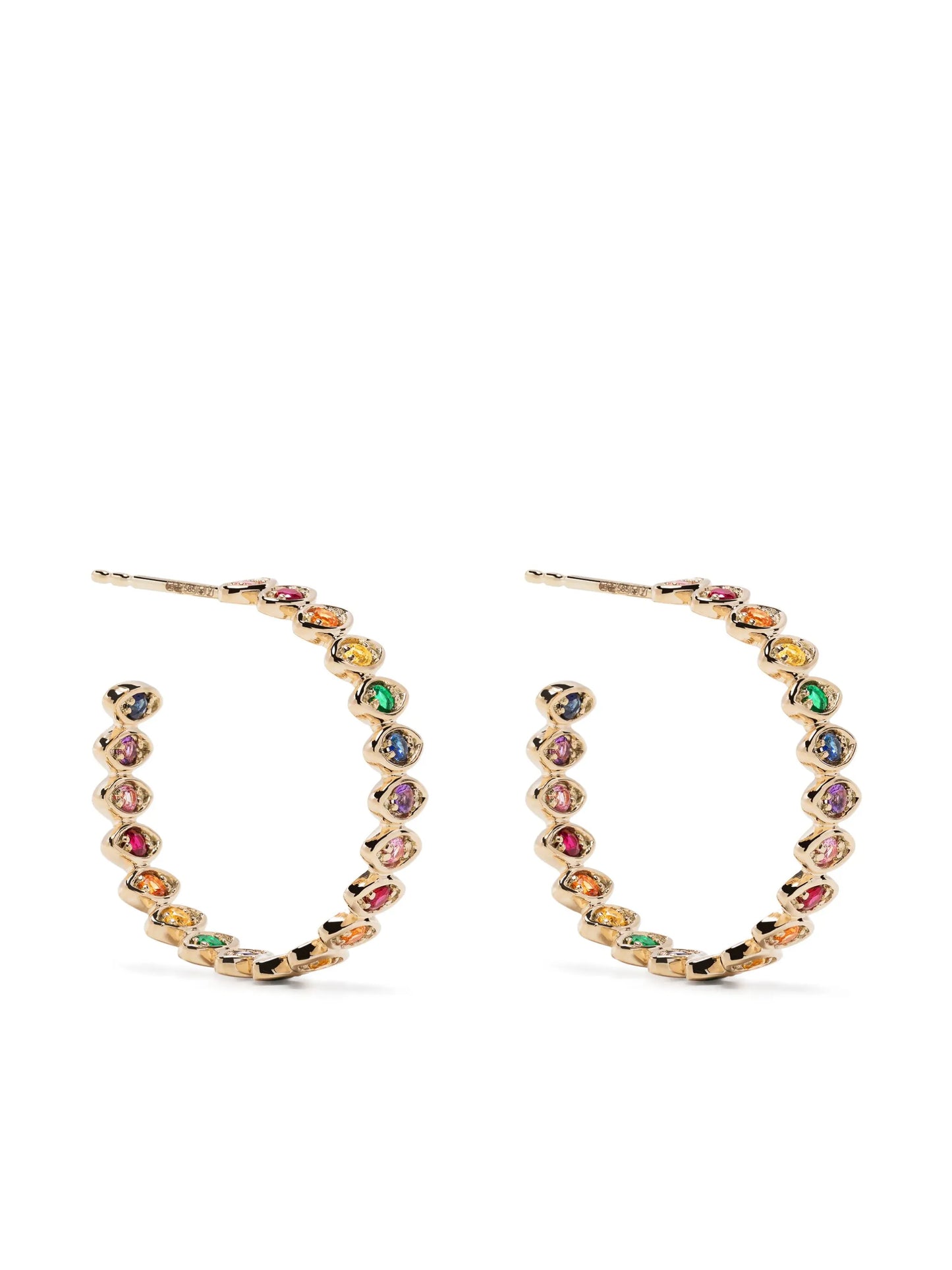 14kt yellow gold multi-stone hoop earrings