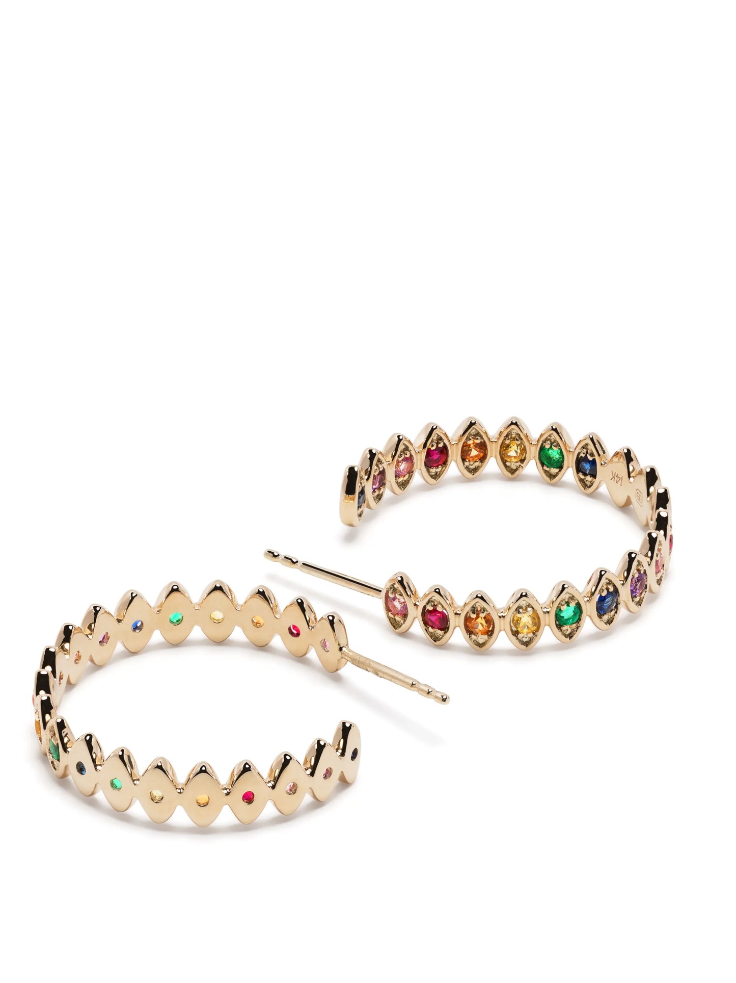 14kt yellow gold multi-stone hoop earrings