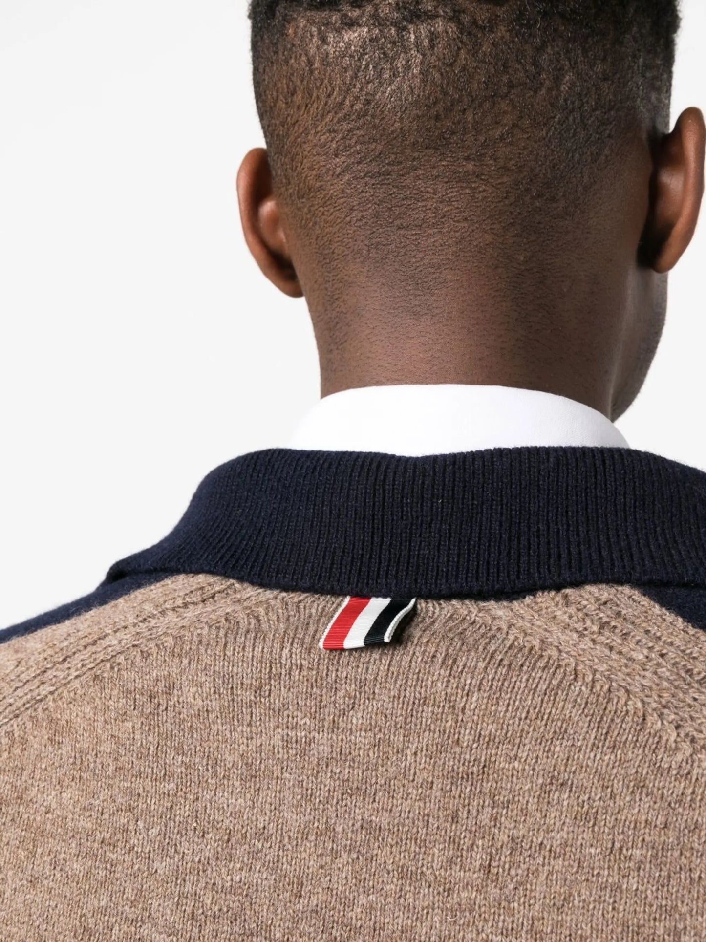 mock-neck 4-Bar stripe jumper