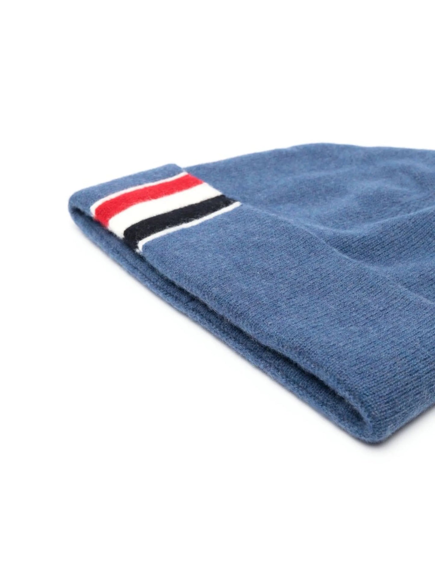 virgin wool stripe-trim beanie