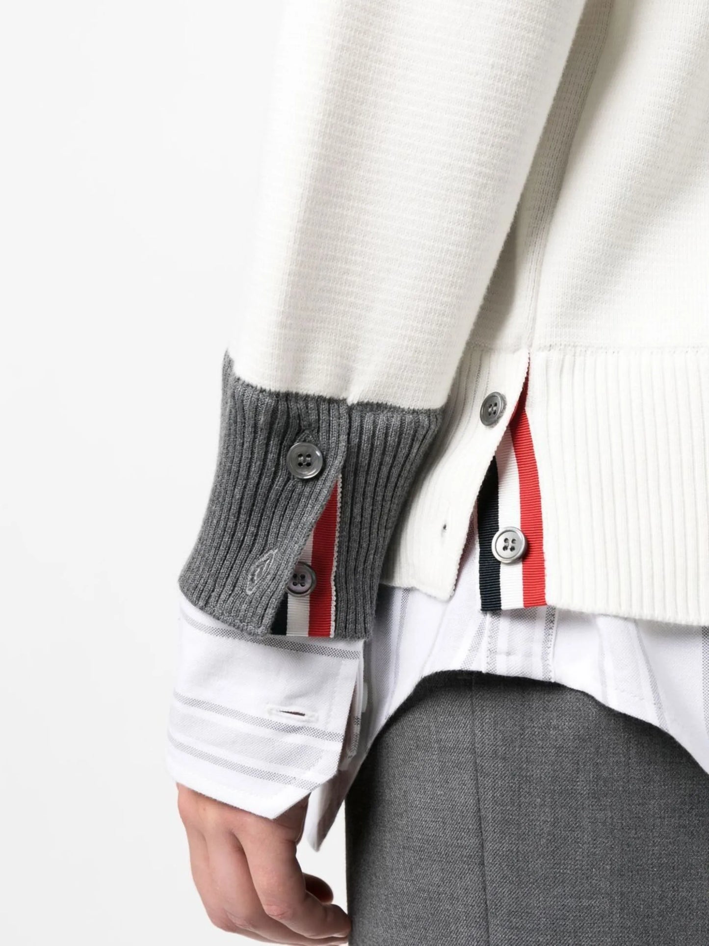 Milano-stitch oxford shirt cardigan combo
