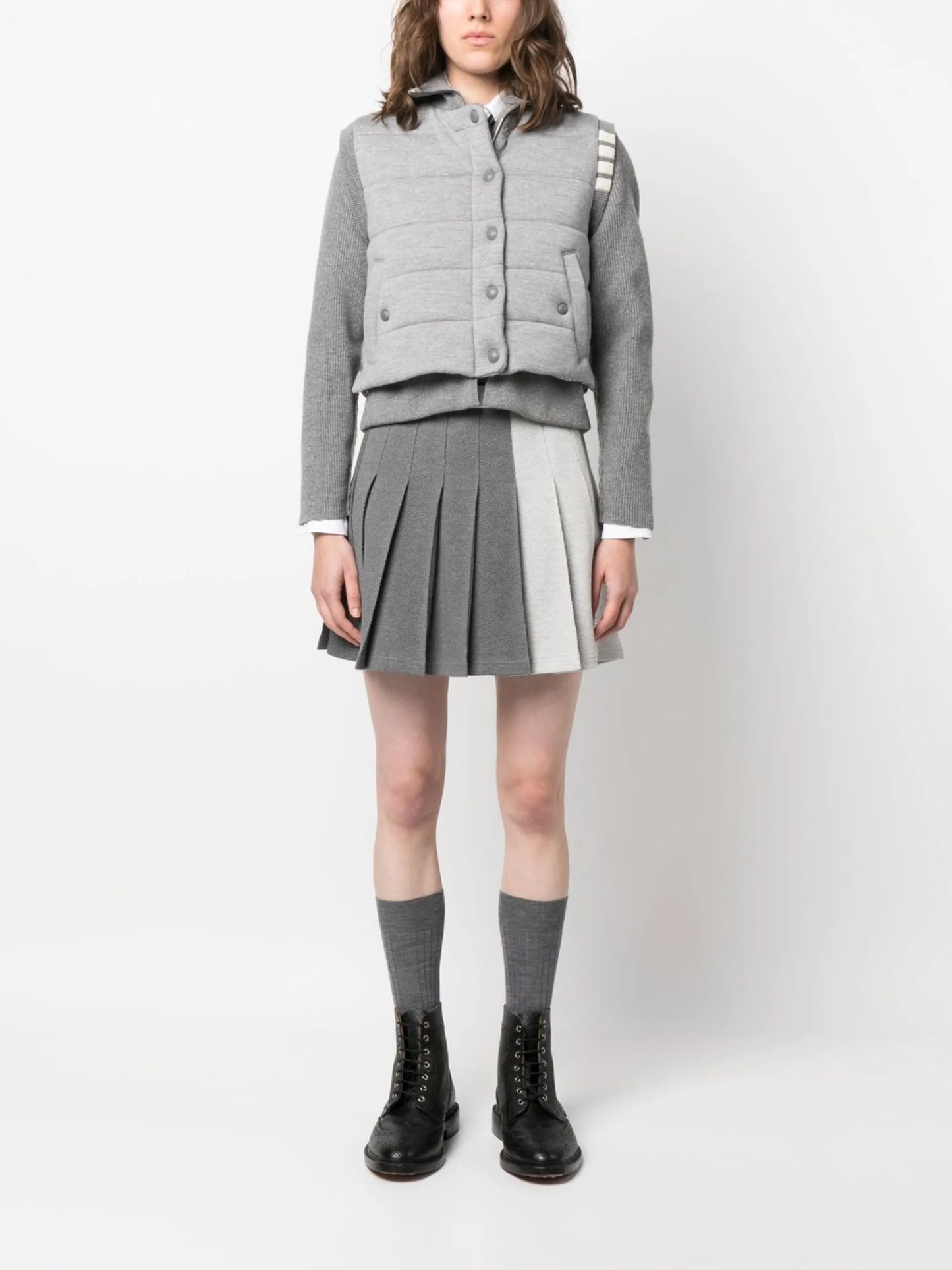 reversible knit-sleeve padded jacket