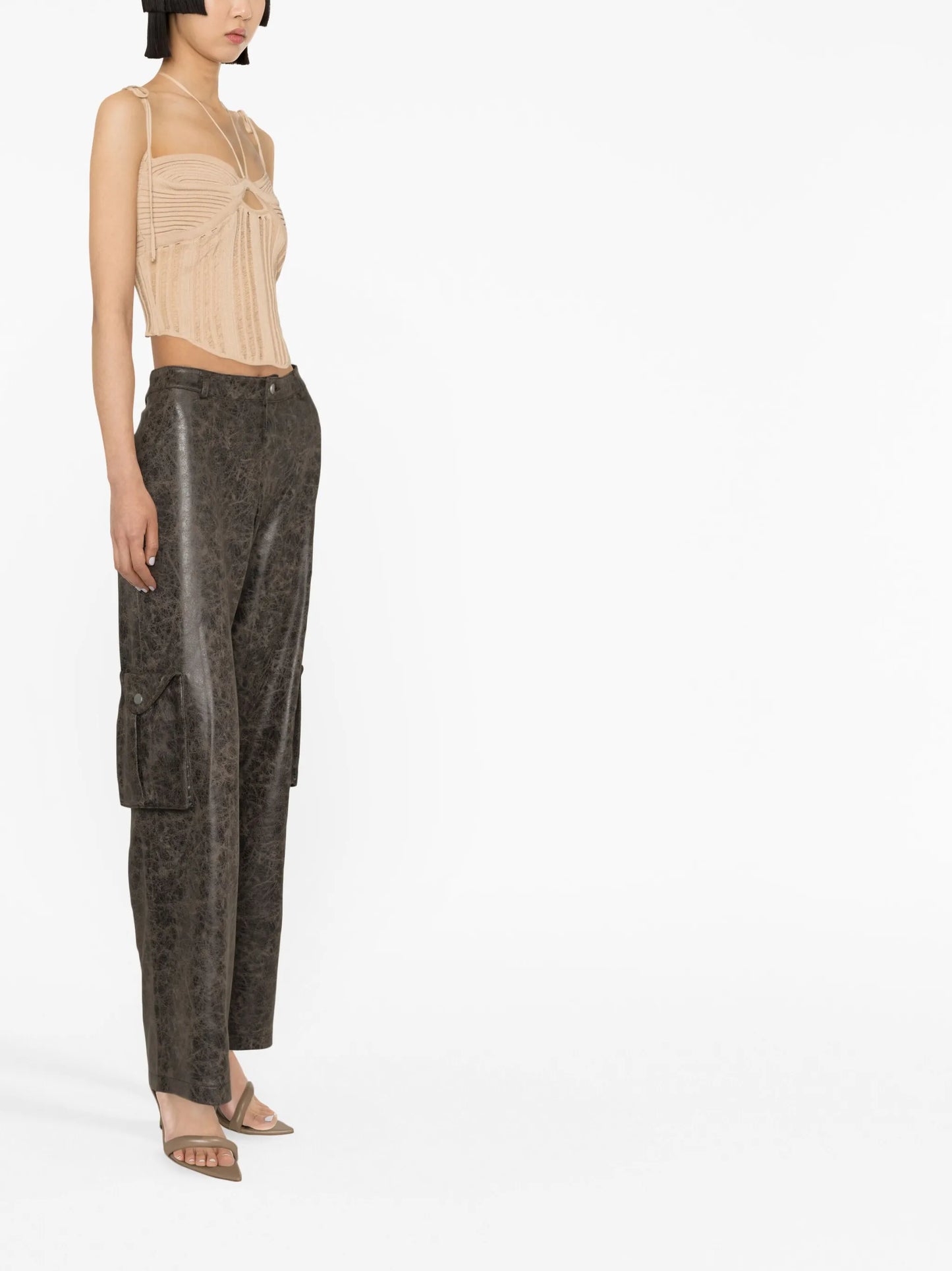 ribbed-knit corset top