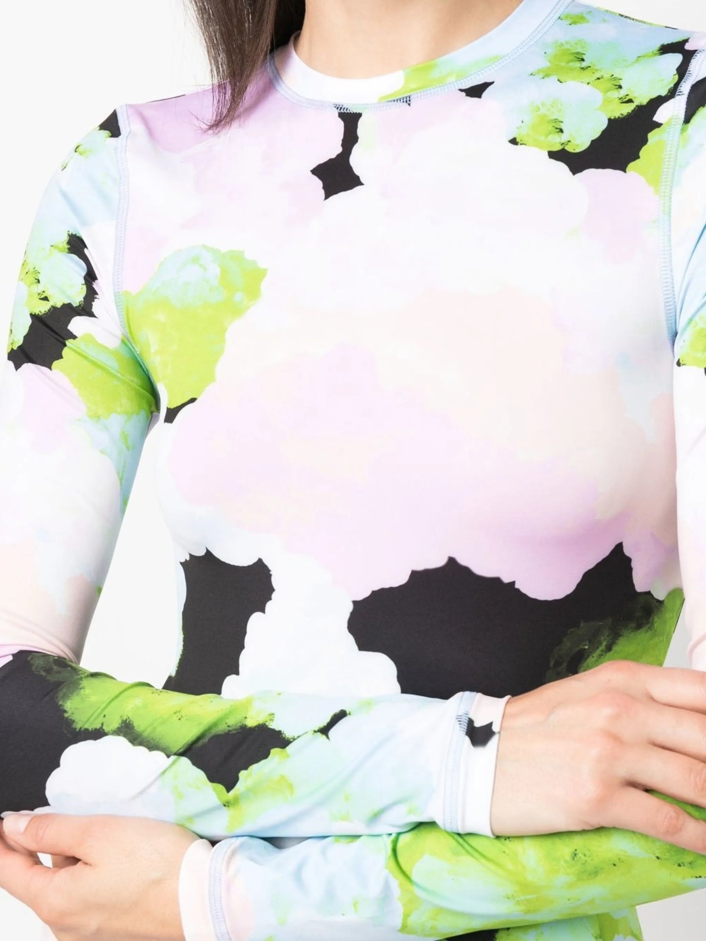 abstract-print long-sleeve T-shirt