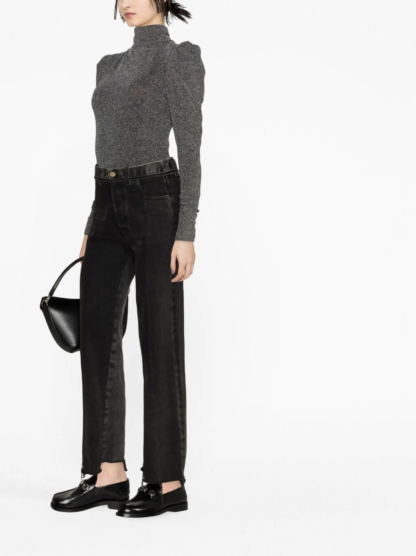 glitter padded shoulders top