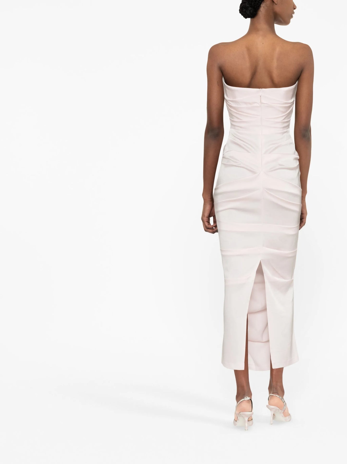 Ace pleated strapless midi dress