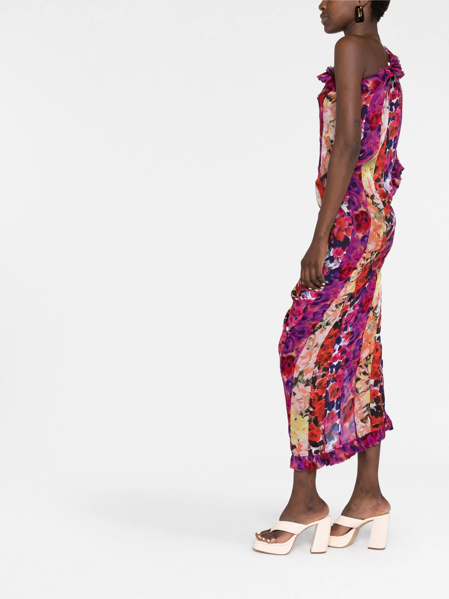 printed one-shoulder dress
