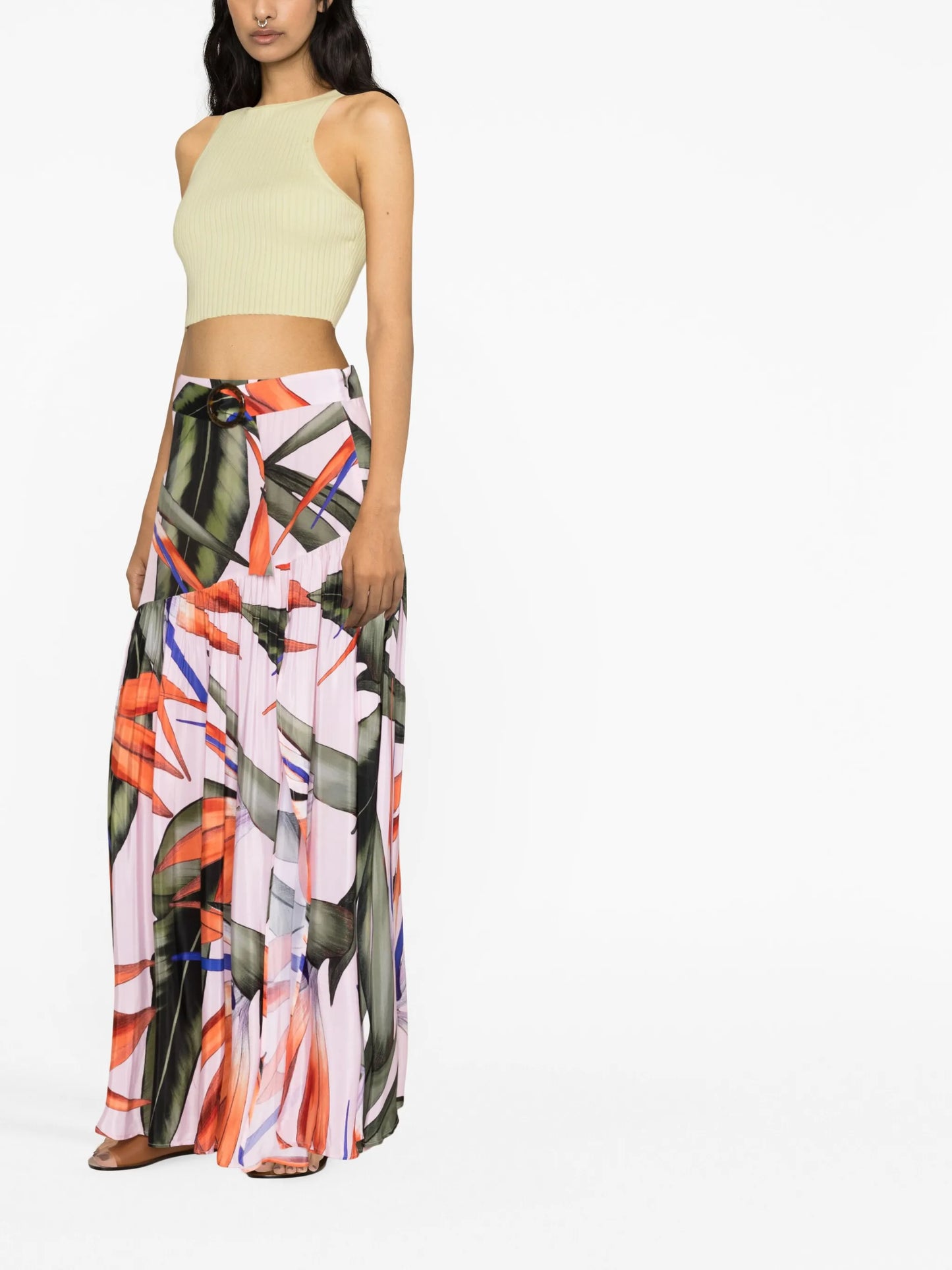 high-waisted graphic-print dress