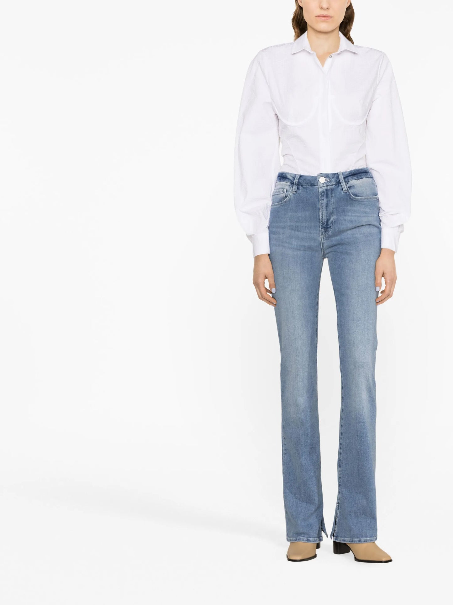 mid-rise flared jeans