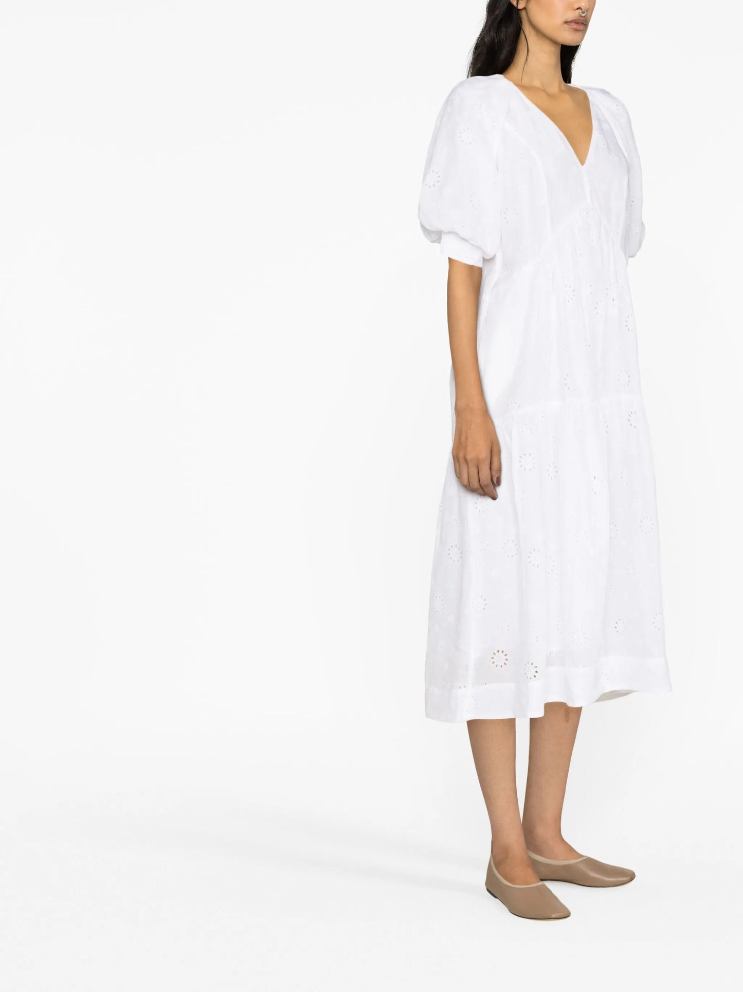 broderie anglaise midi dress