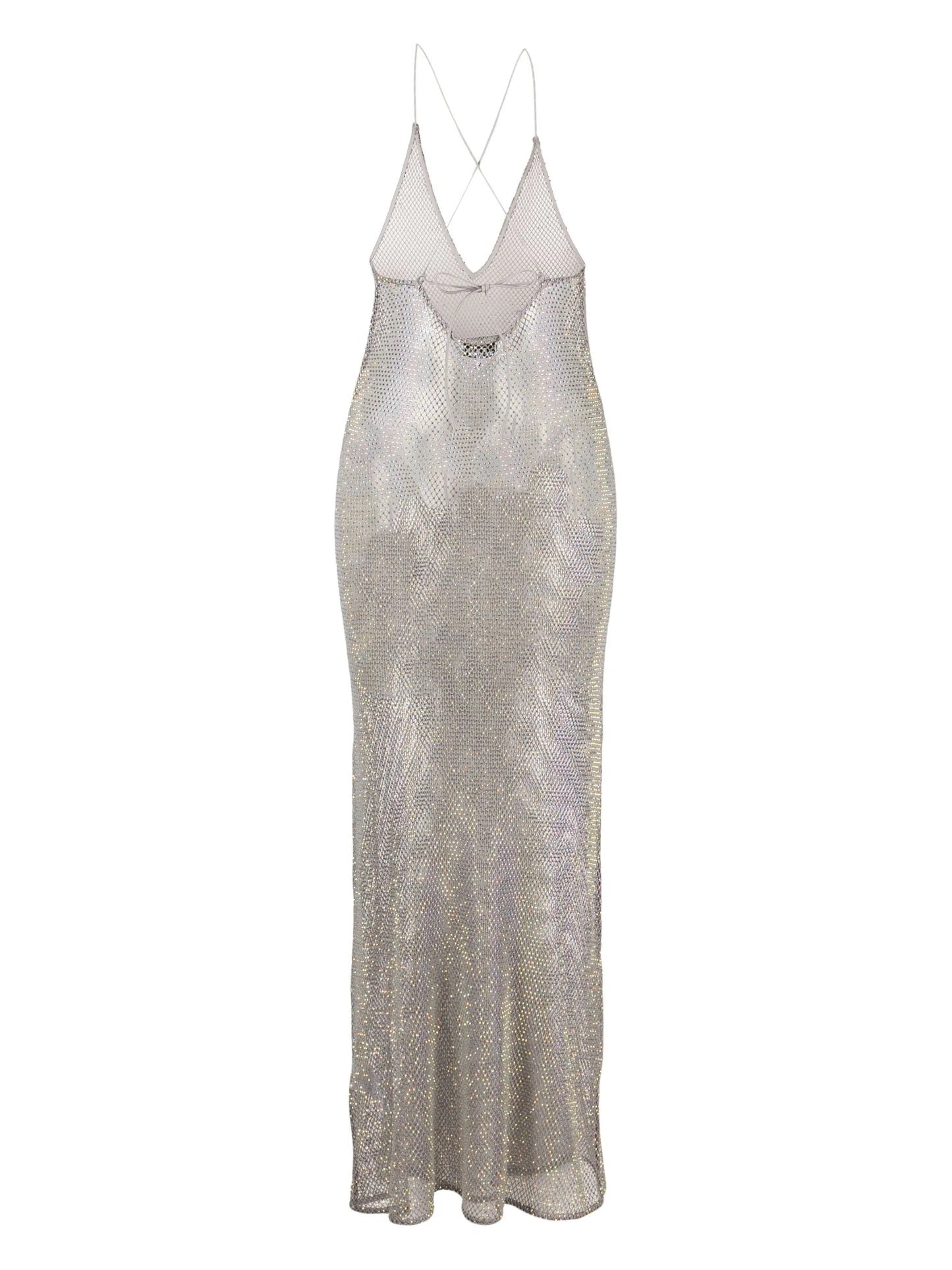 embellished mesh midi dress