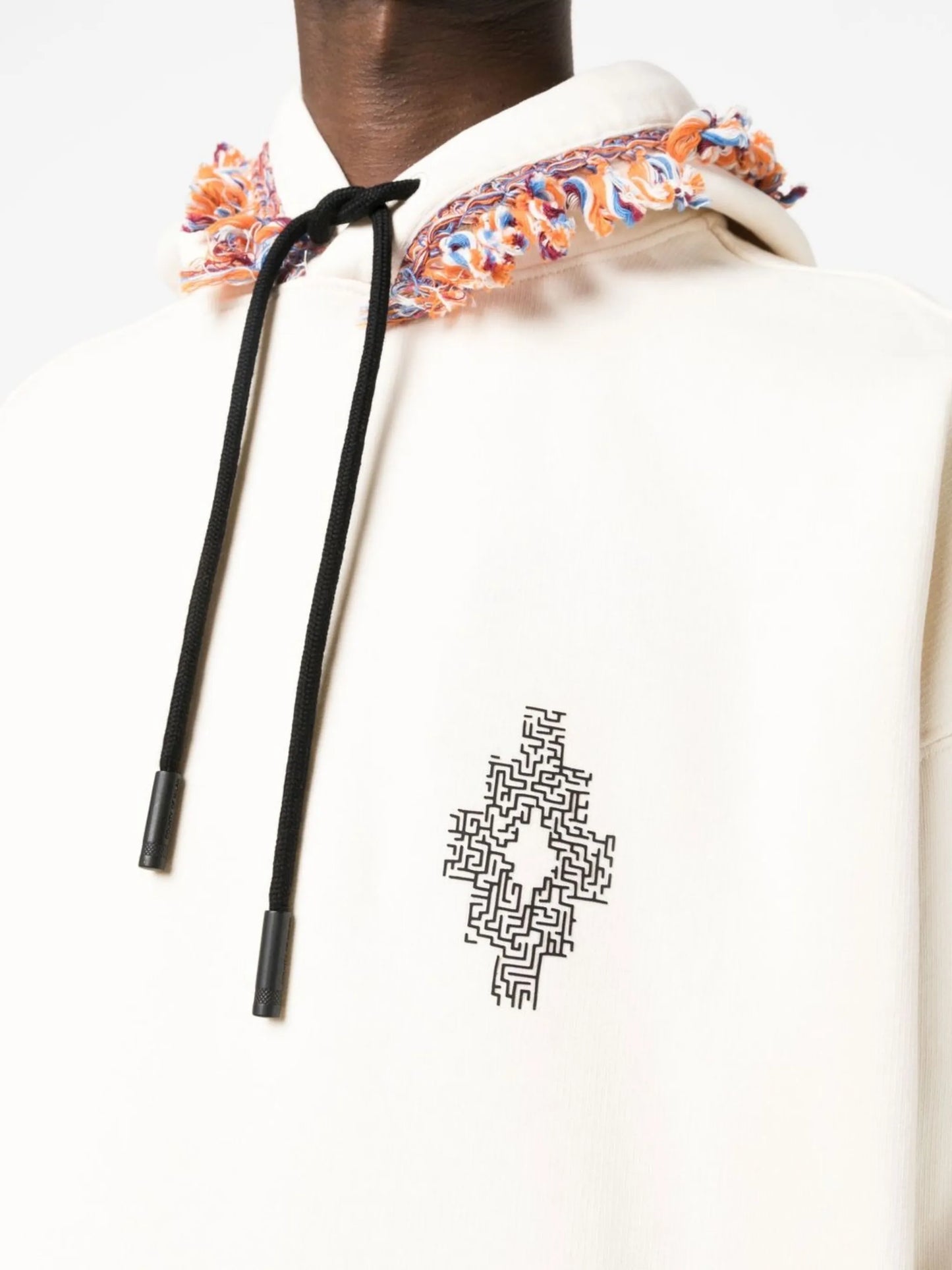 fringe-detailing jersey-knit hoodie