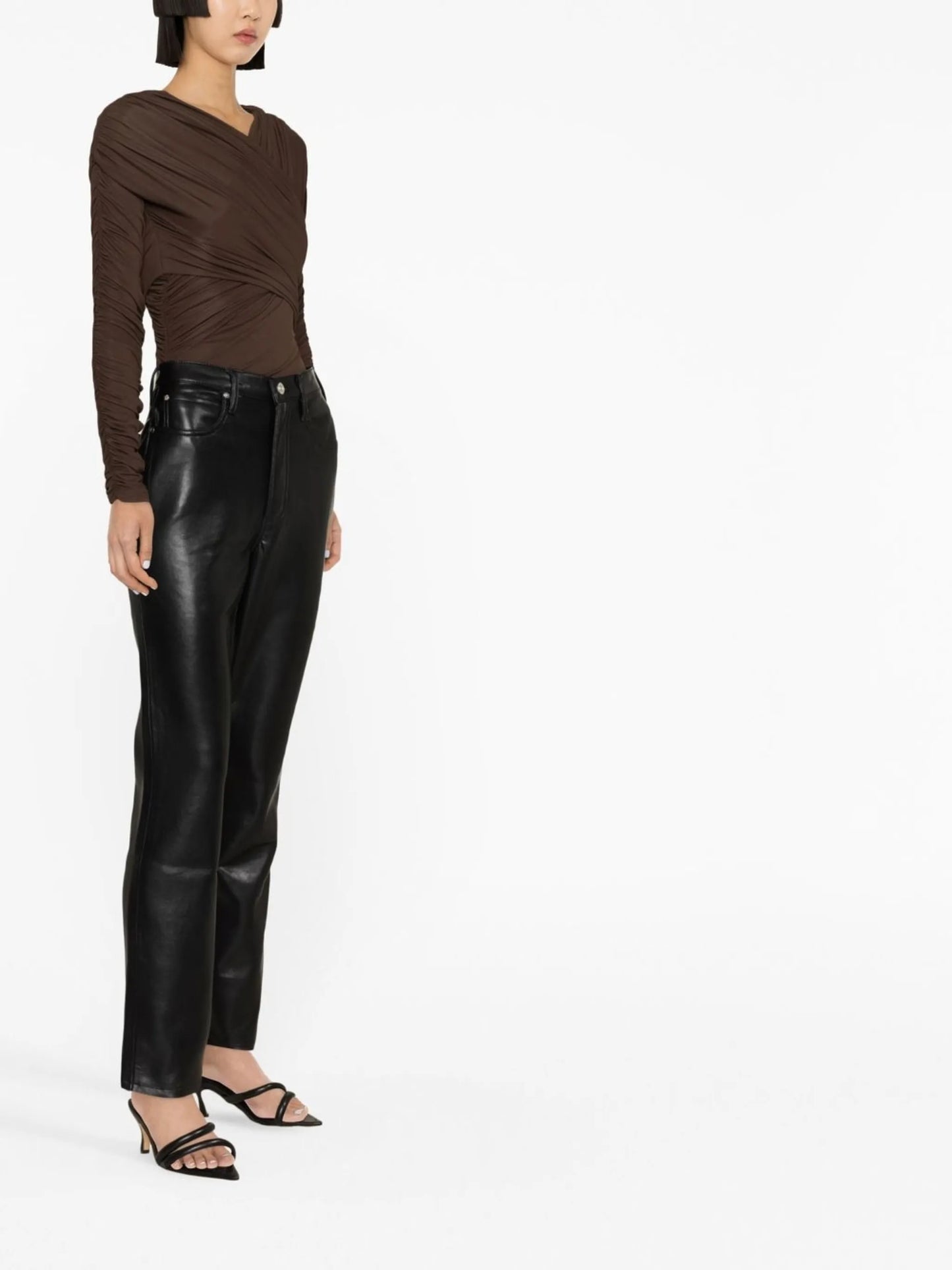 recycled leather-blend trousers