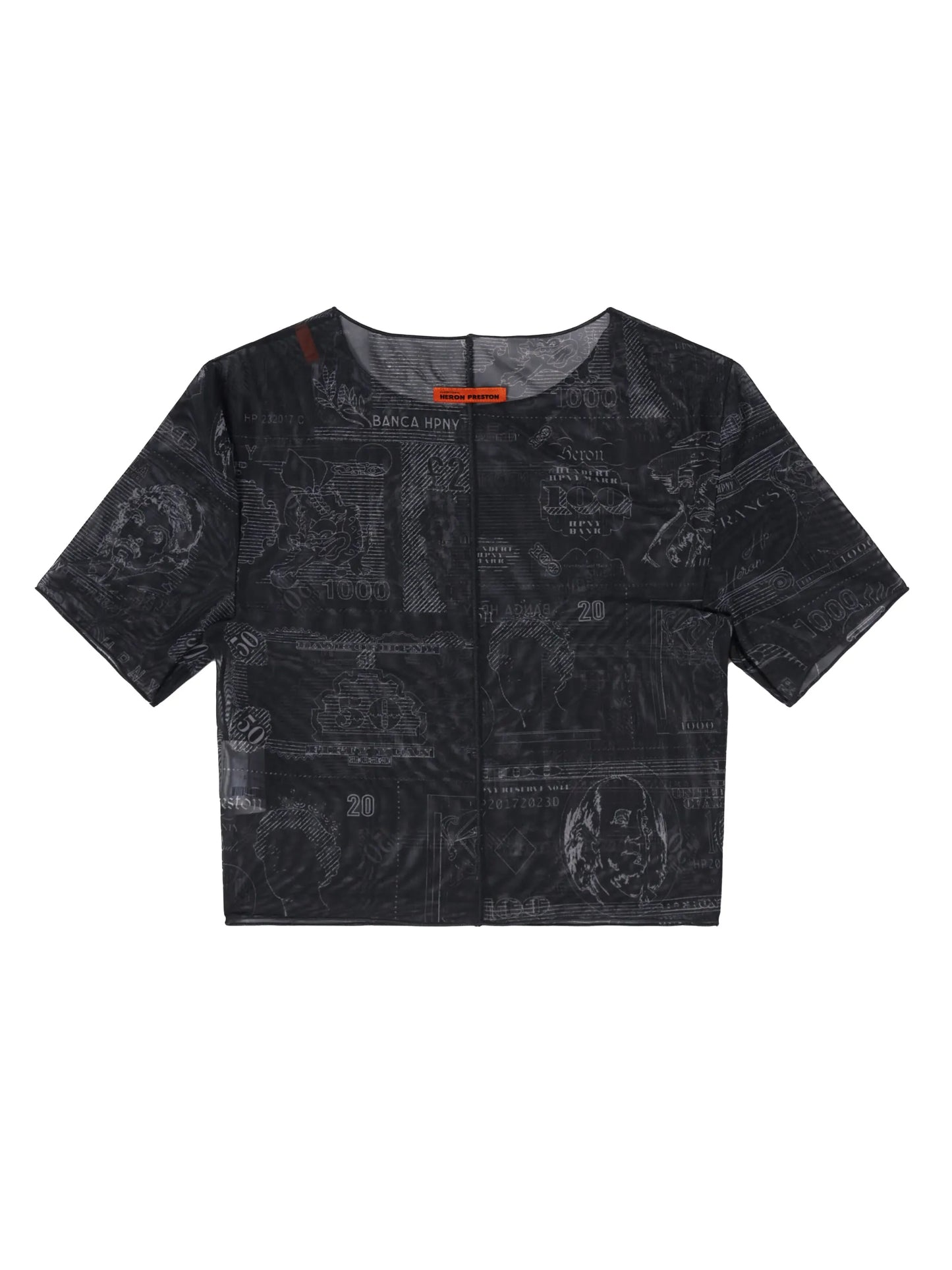 Currency-print mesh T-shirt
