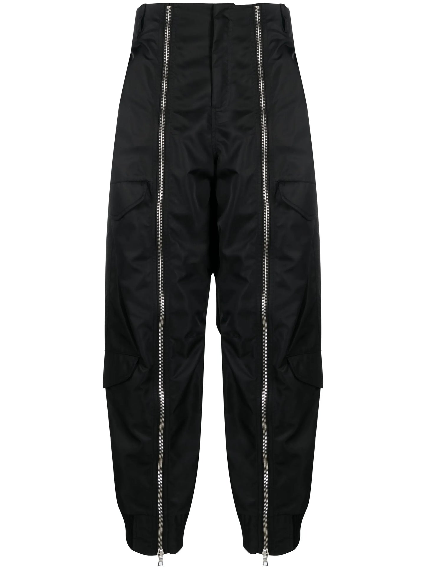 zip-detailing satin trousers