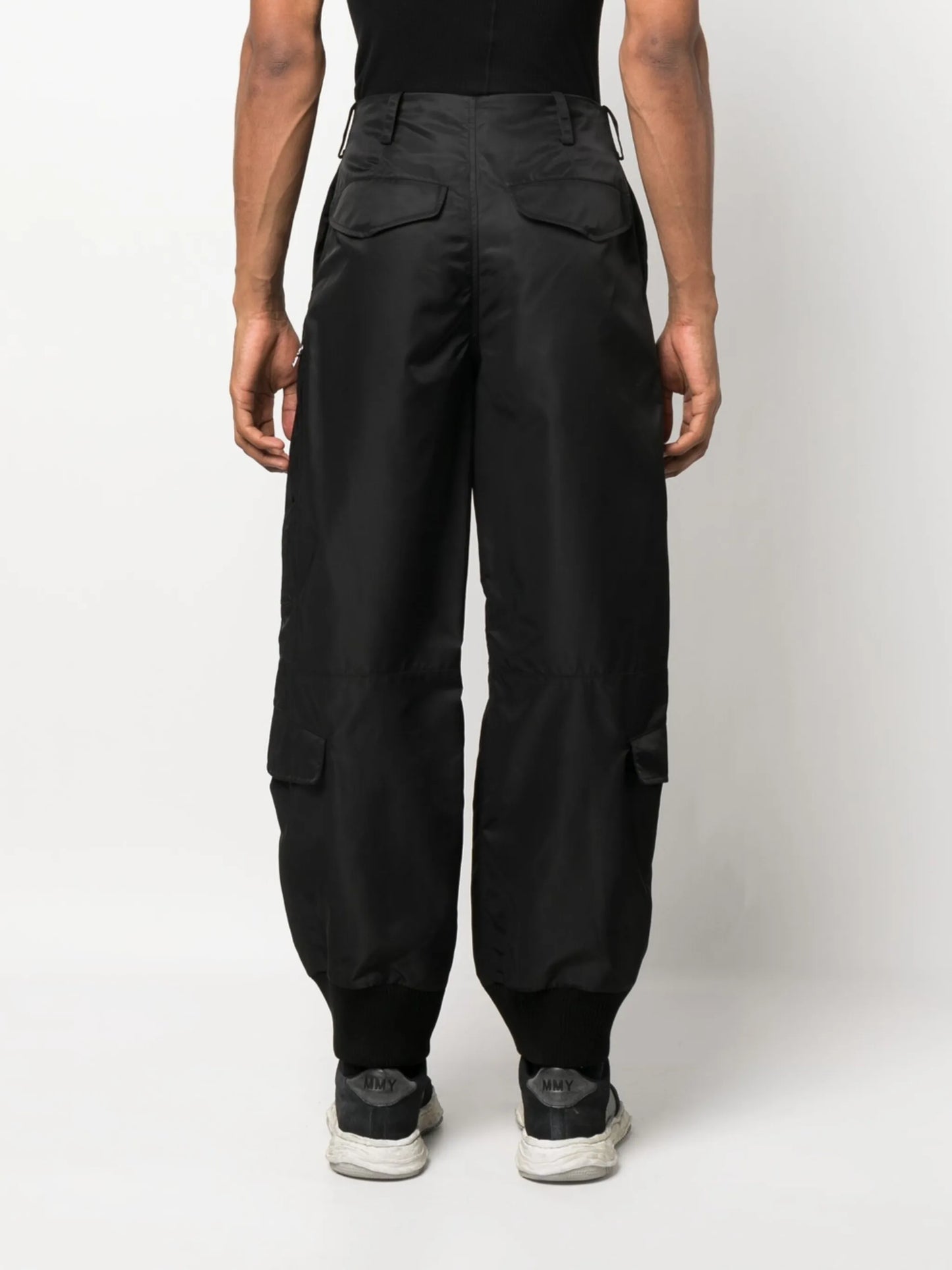 zip-detailing satin trousers