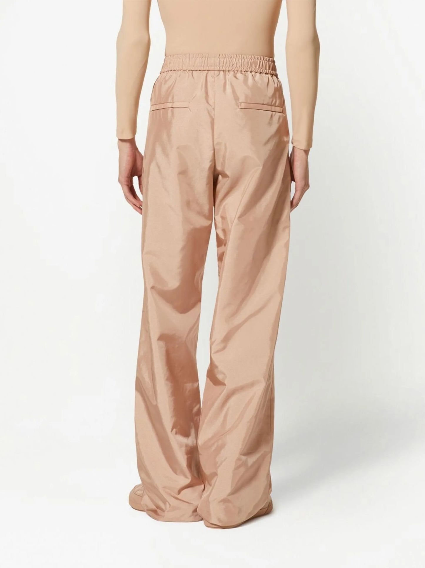 elasticated-waist straight-leg trousers