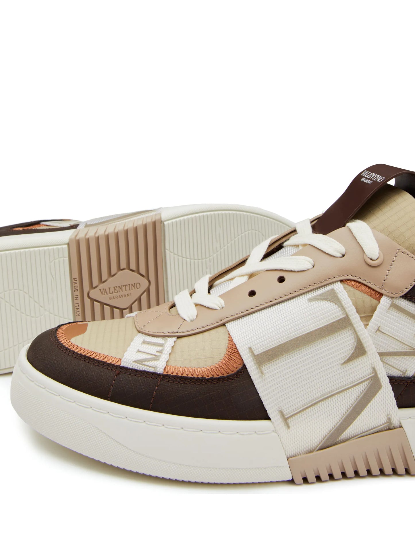 VL7N low top calfskin and nylon banded sneakers