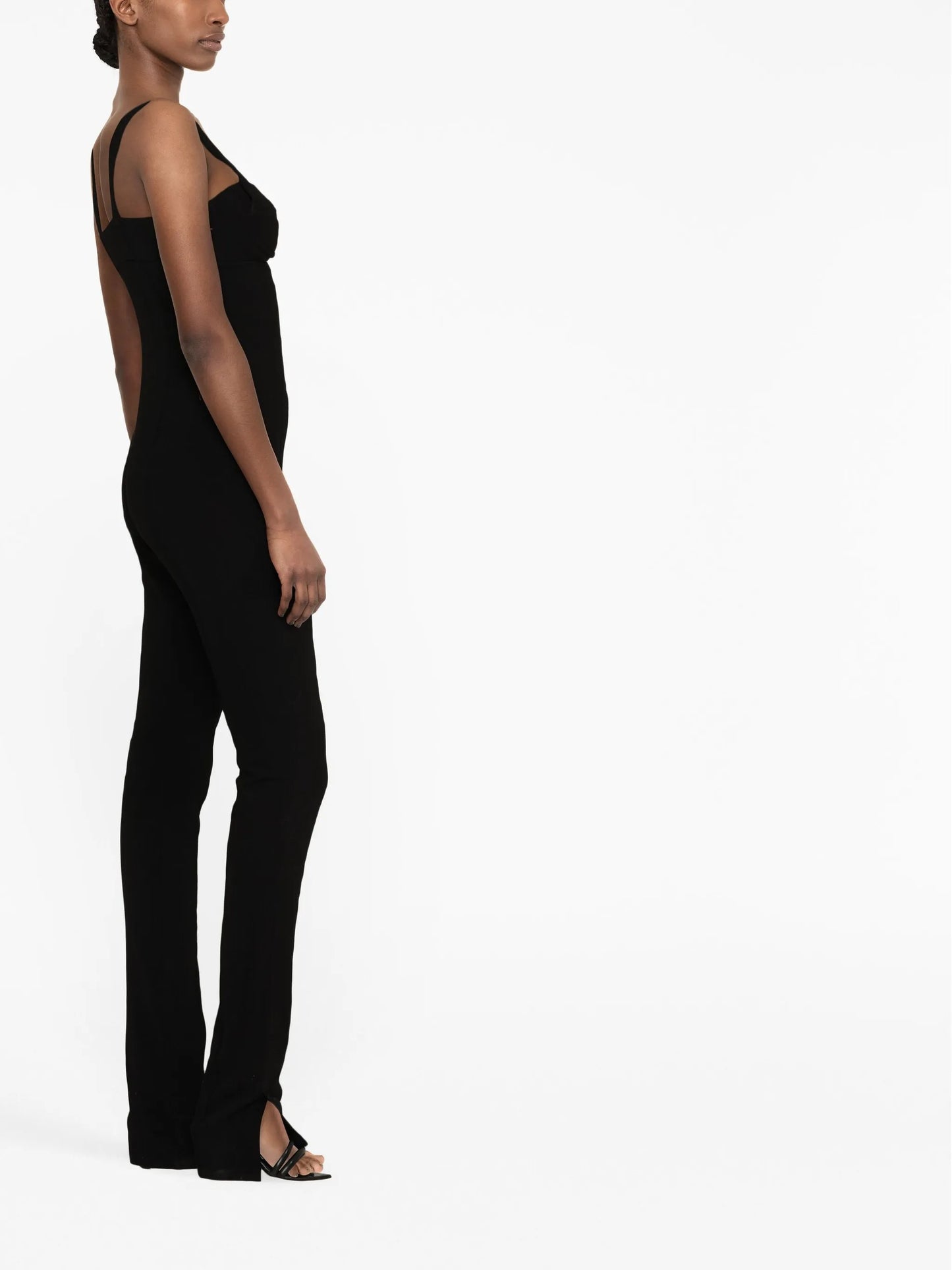 sweetheart-neck sleeveless jumpsuit