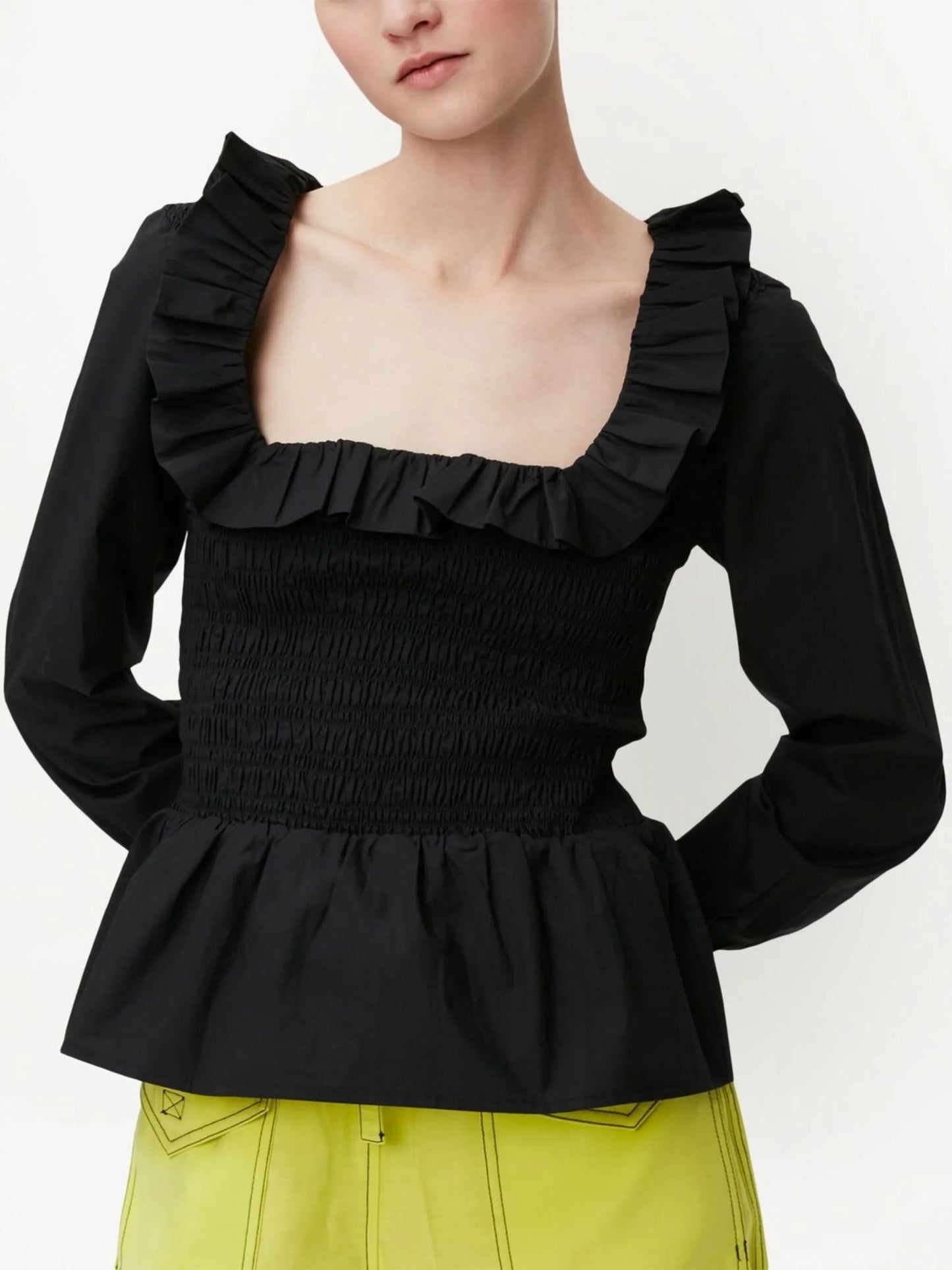 cotton poplin smock blouse