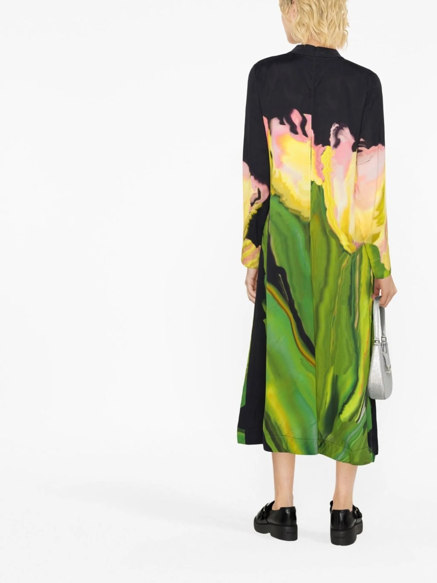 flower print long-sleeve dress