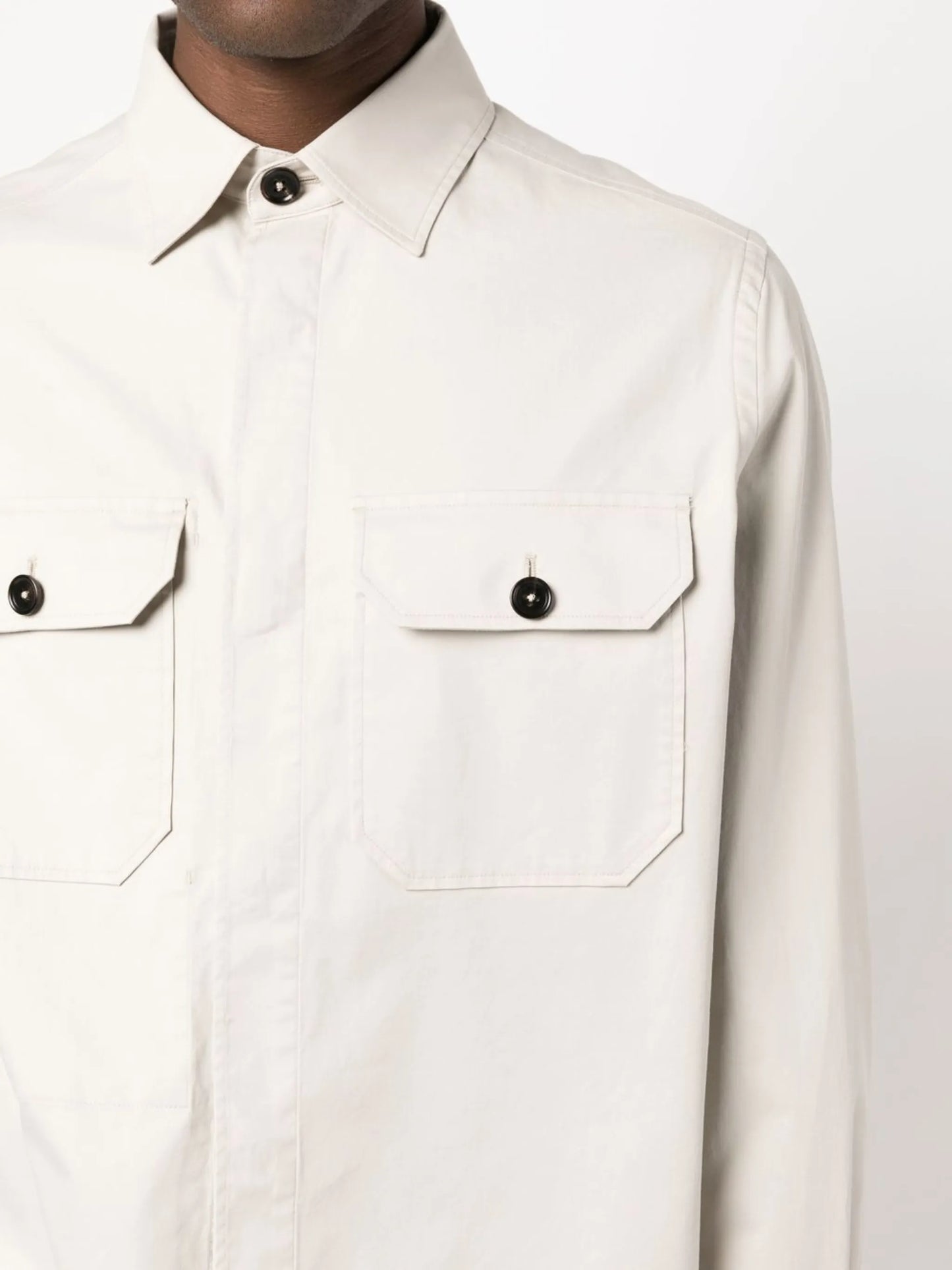 flap-pocket cotton shirt
