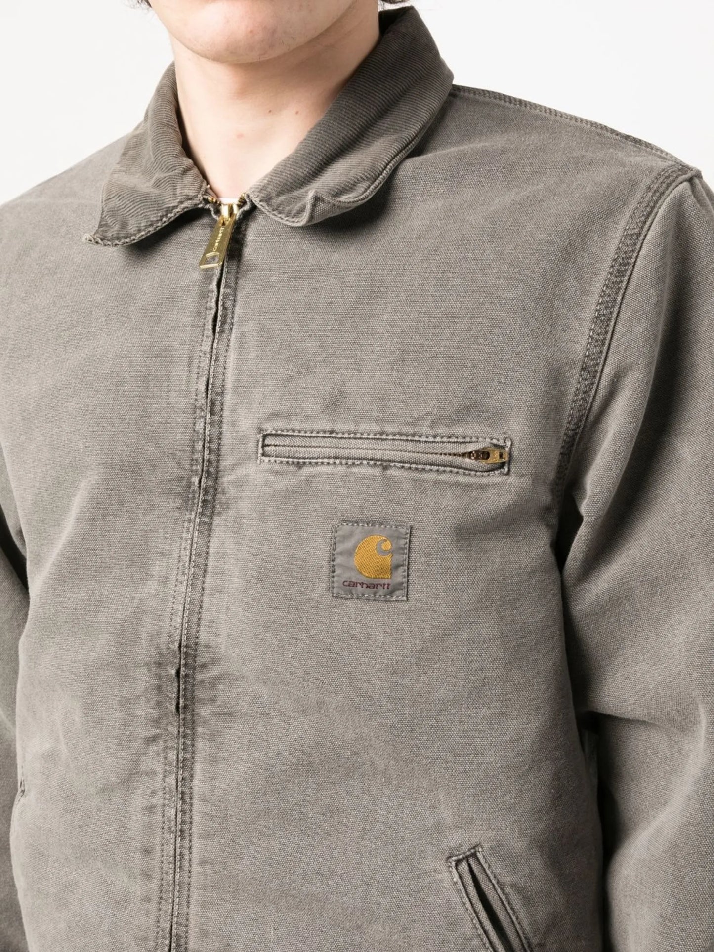logo-patch zip-up denim jacket