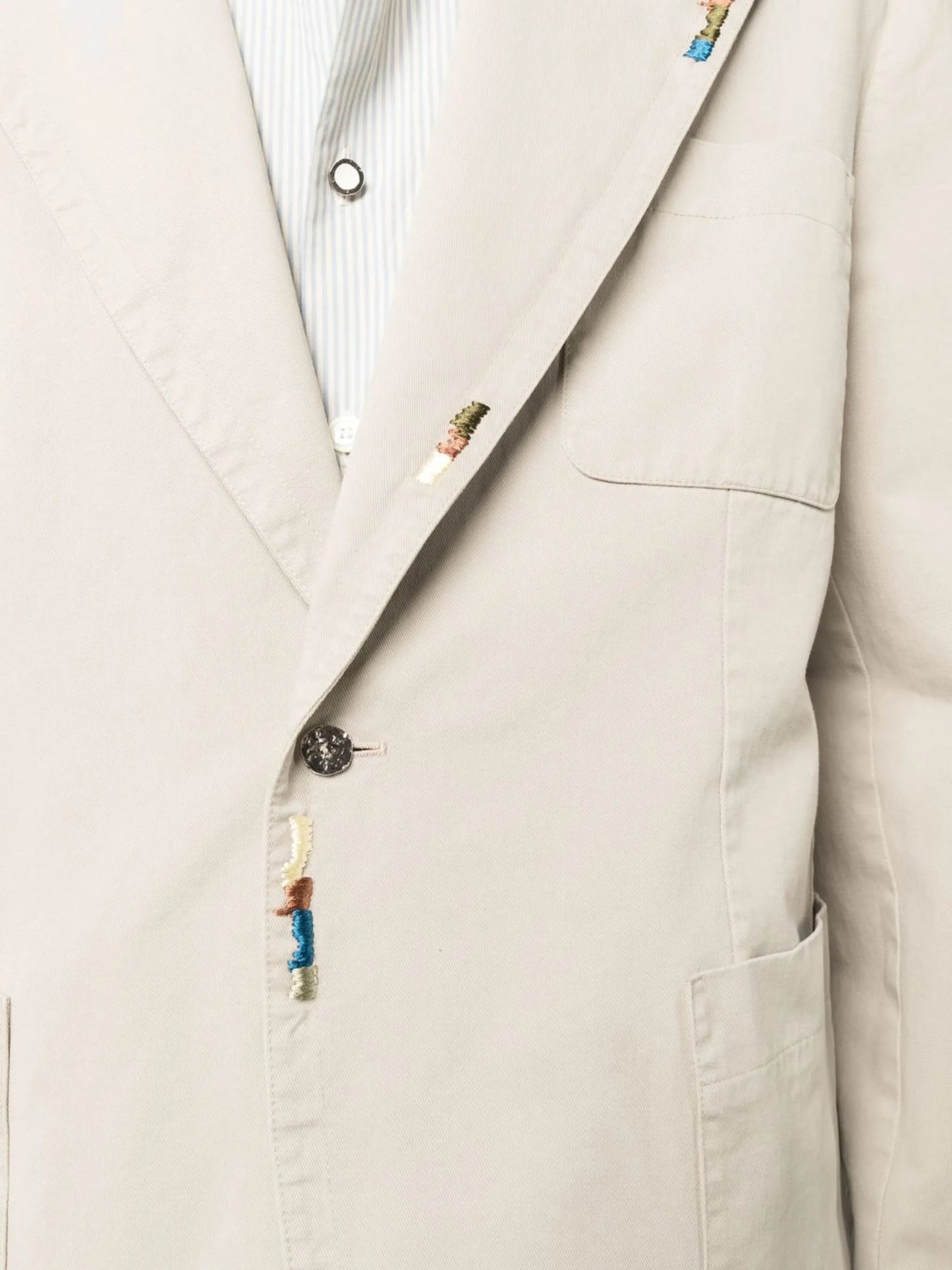 embroidered detail cotton blazer