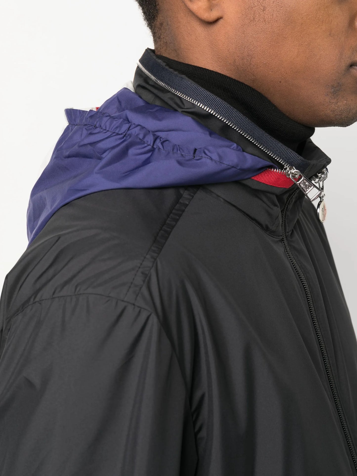 hooded zip-front jacket