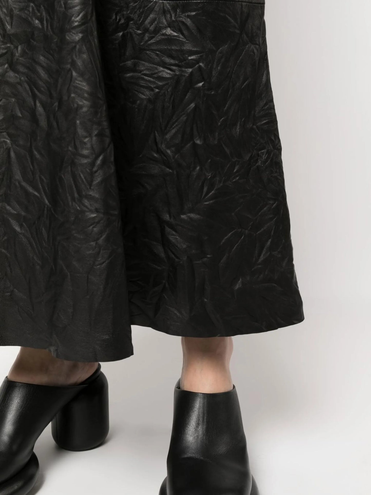 high-waisted leather skirt