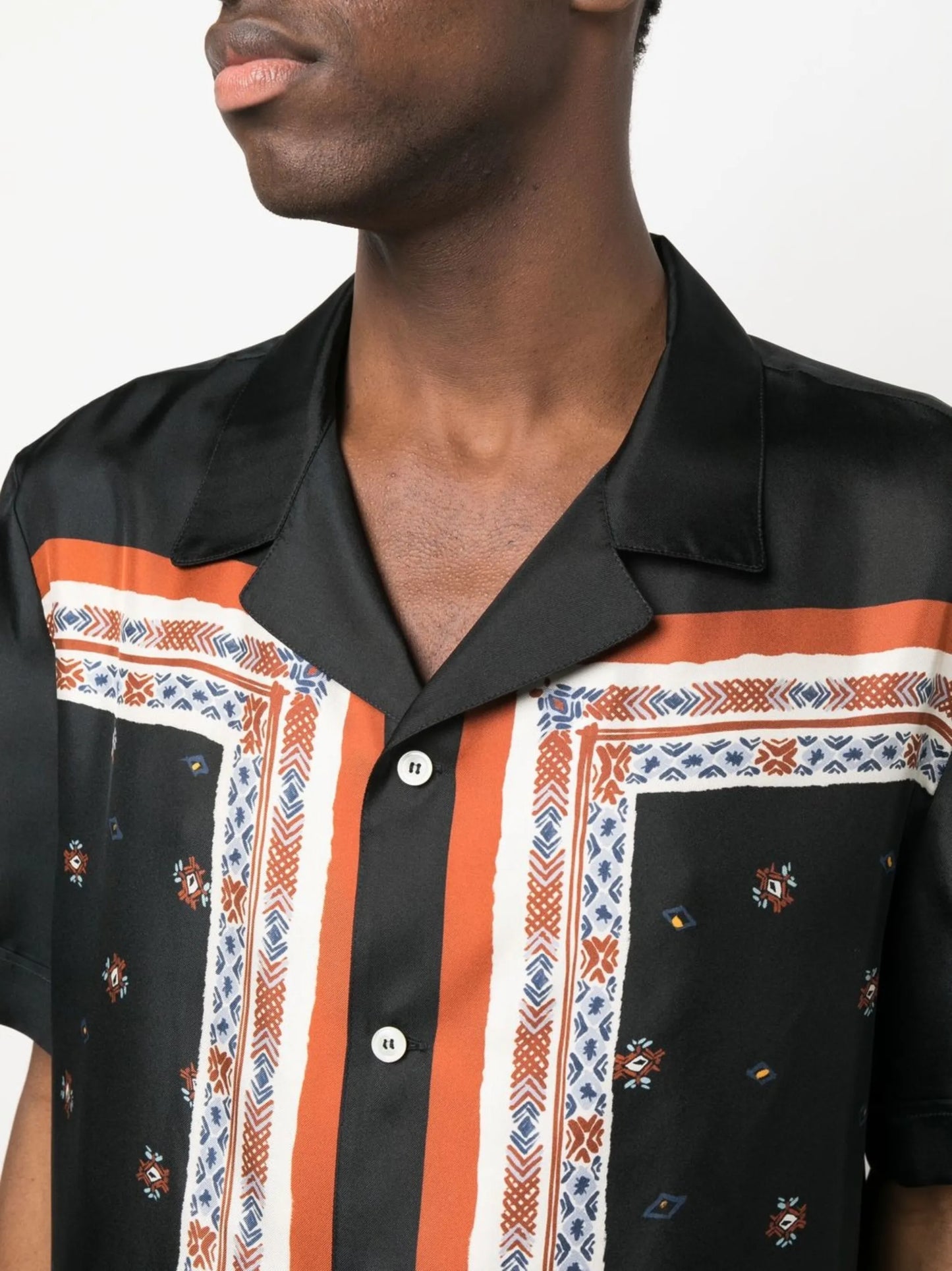logo-print silk shirt