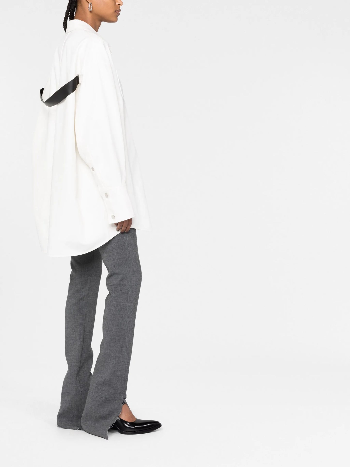 strap-detail button-up shirt