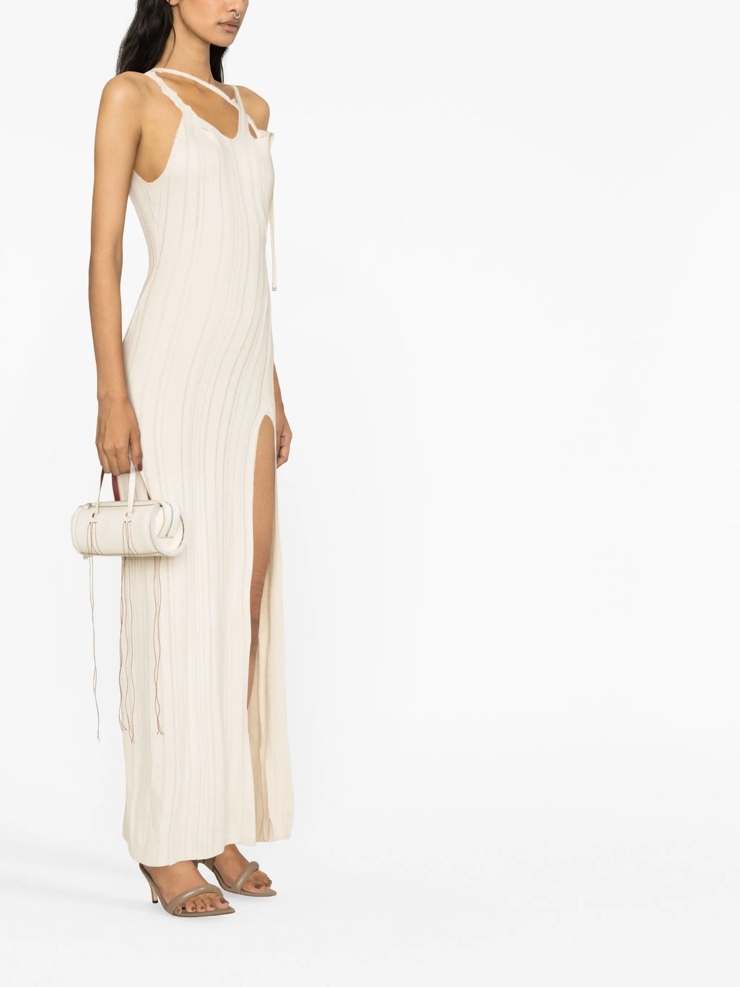 asymmetric knitted maxi dress