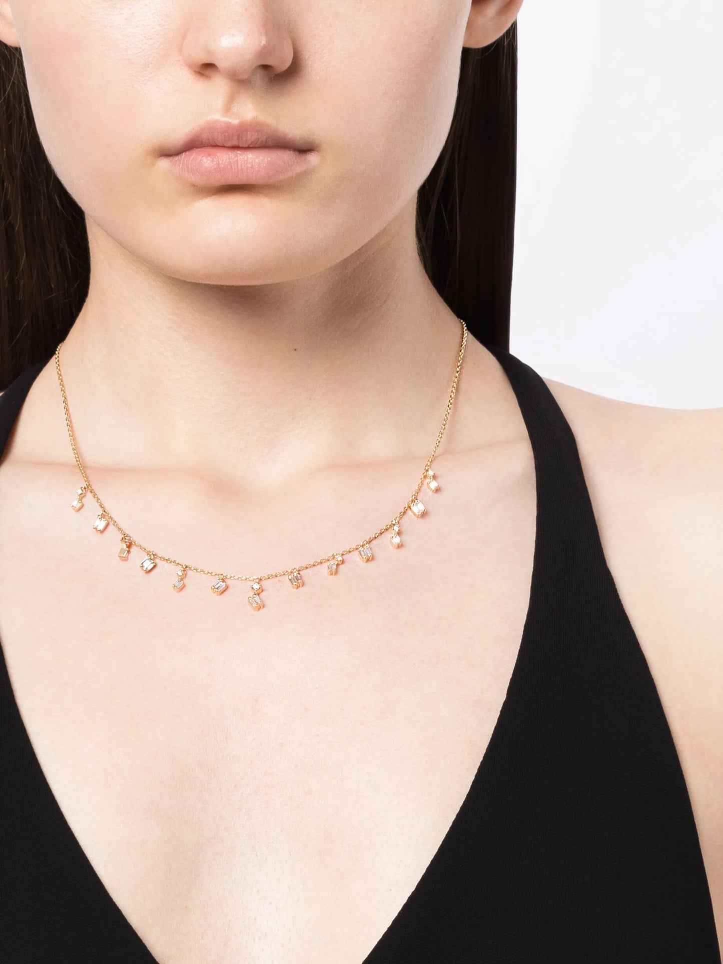 18kt yellow gold Classic diamond cascade necklace