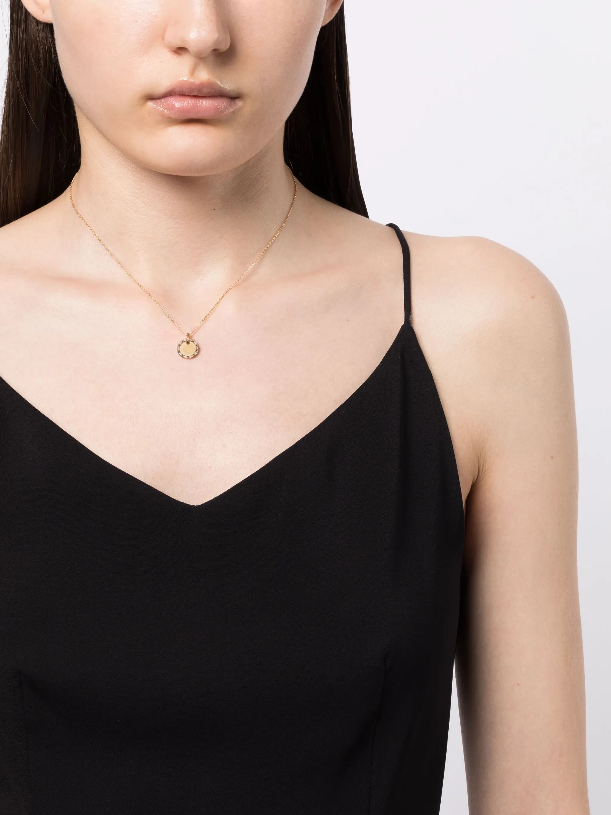 18kt yellow gold Circle mini diamond necklace