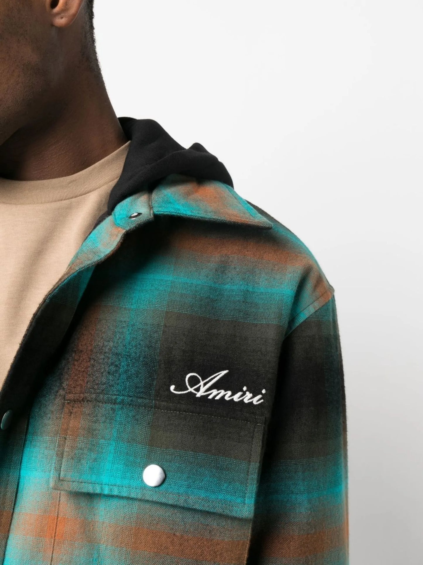 checked hooded shirt jacket