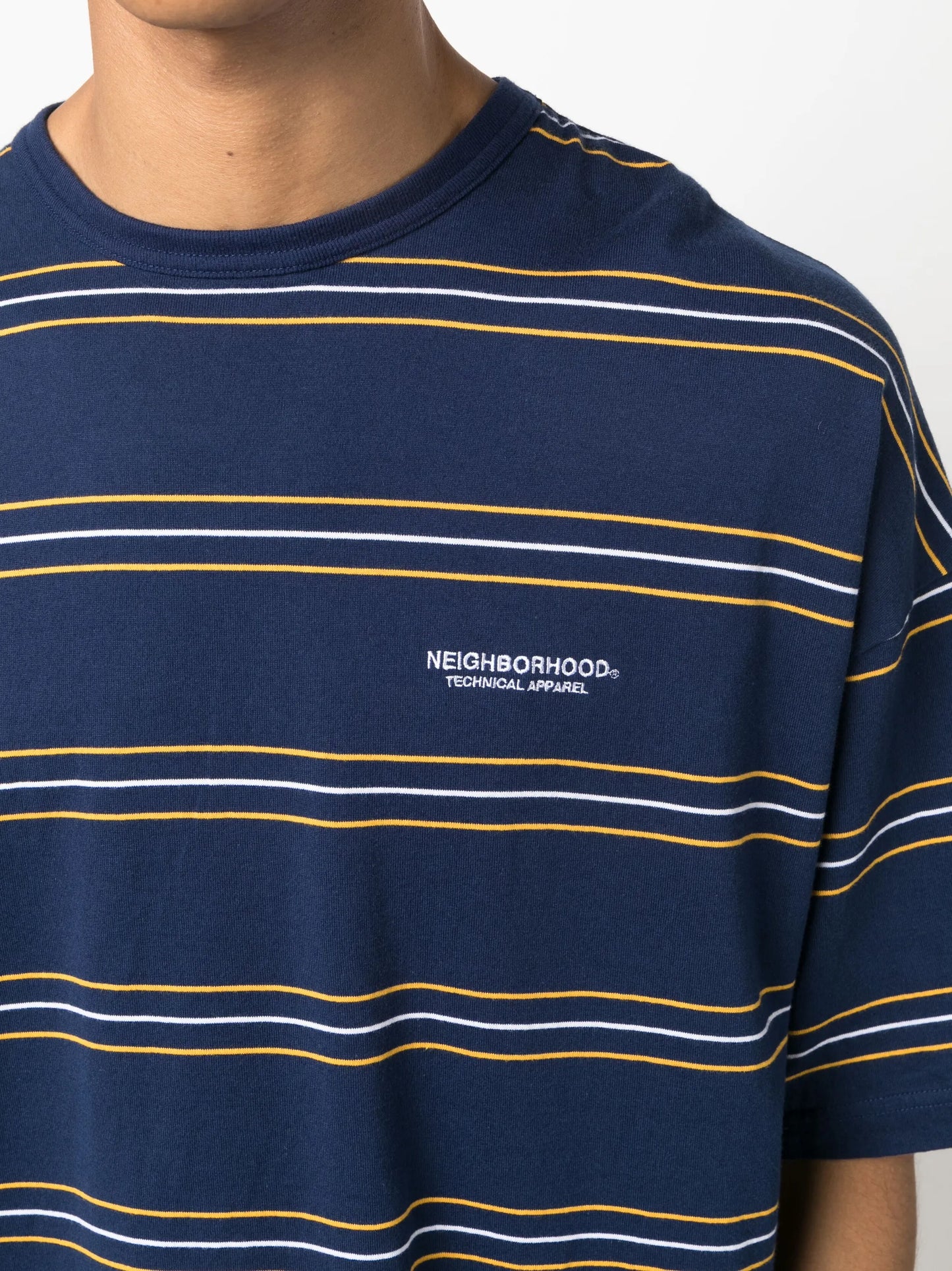 logo-embroidered striped cotton T-shirt