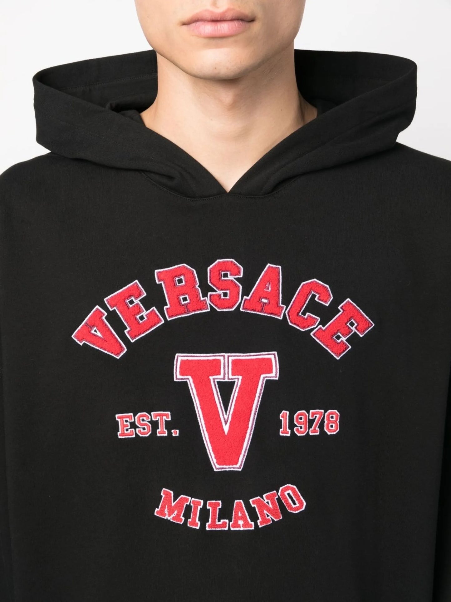 logo-patch cotton hoodie