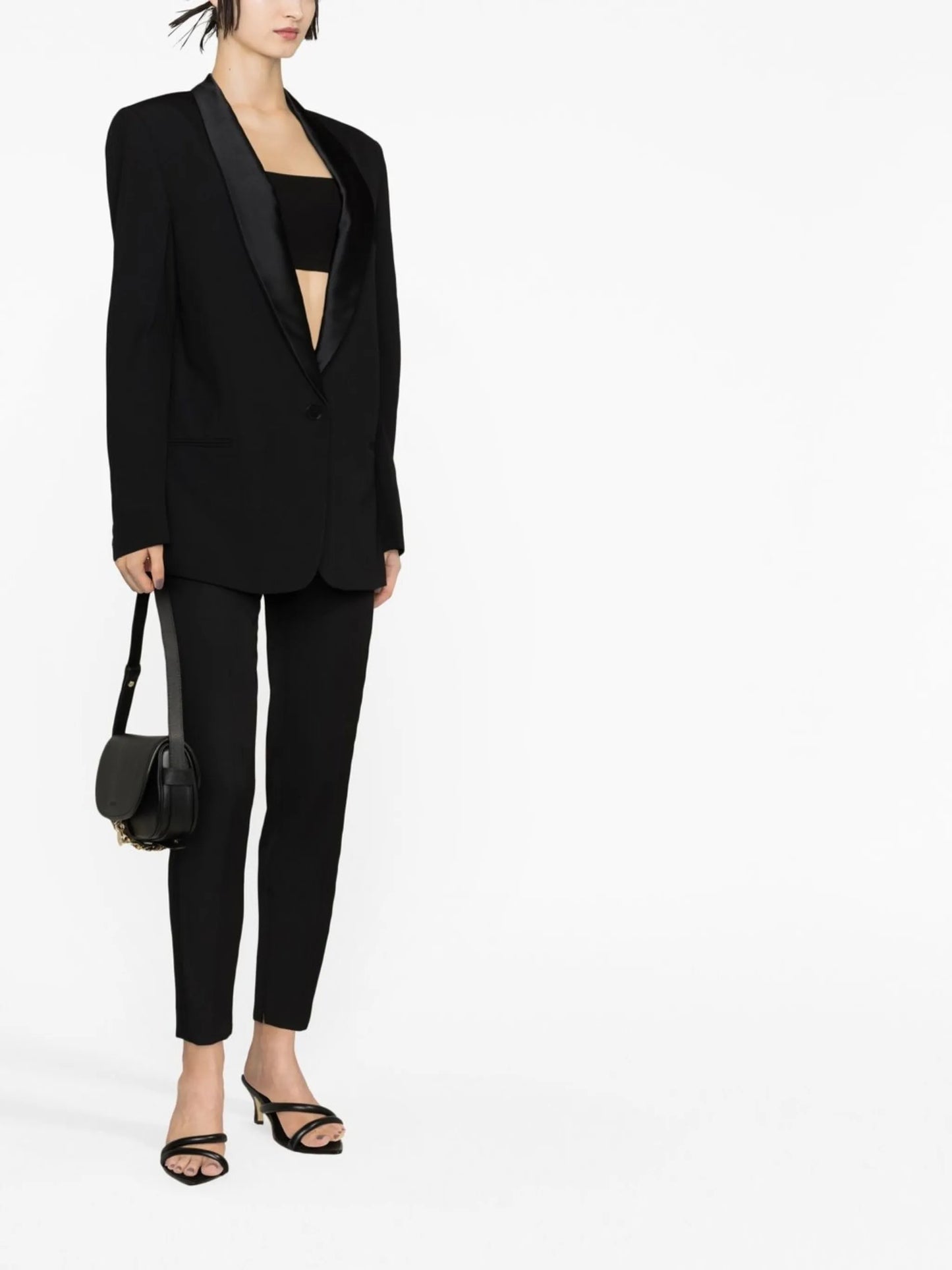 shawl-lapel single-breasted blazer