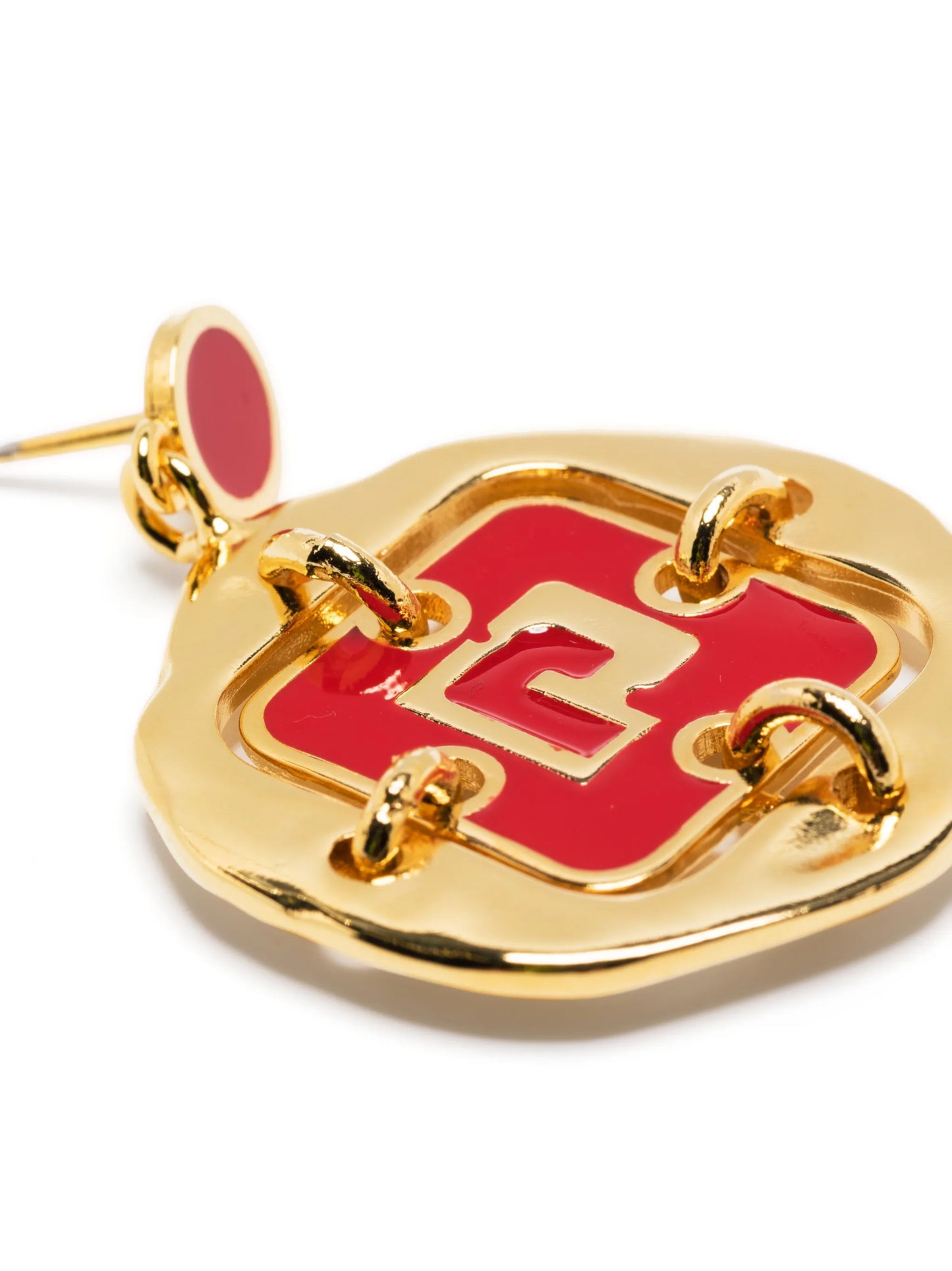 Medal drop earrings