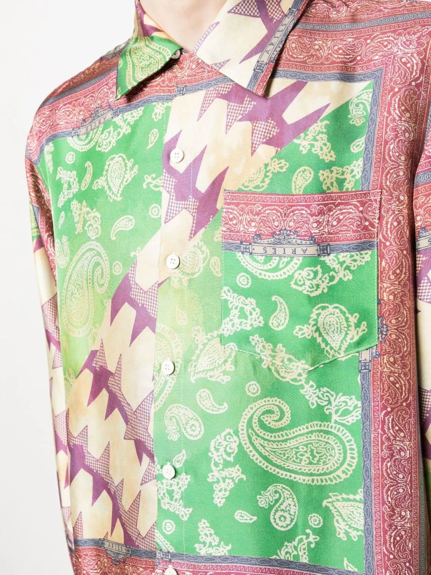 Star mix-print silk shirt