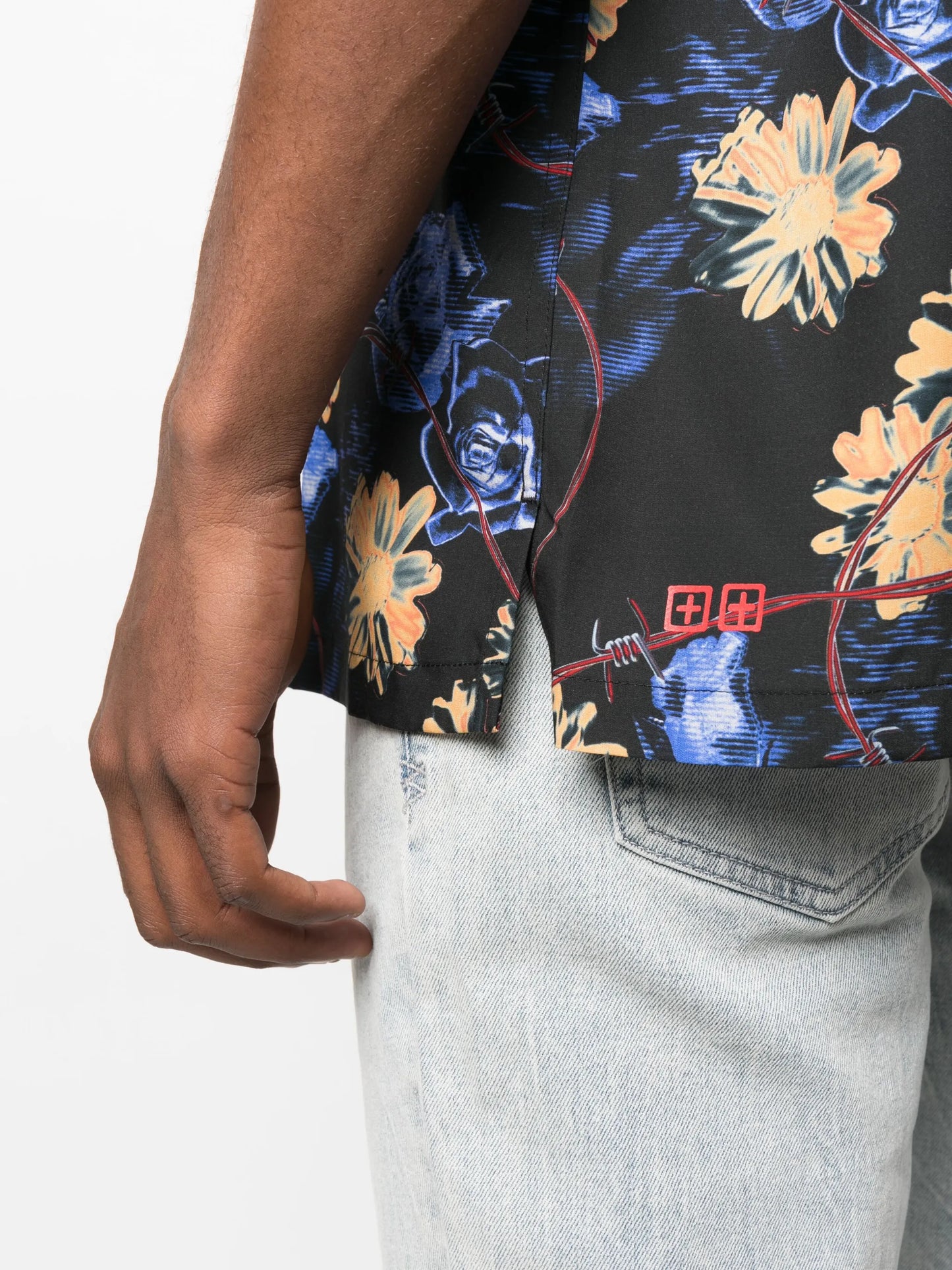 Cuban-collar floral-print shirt