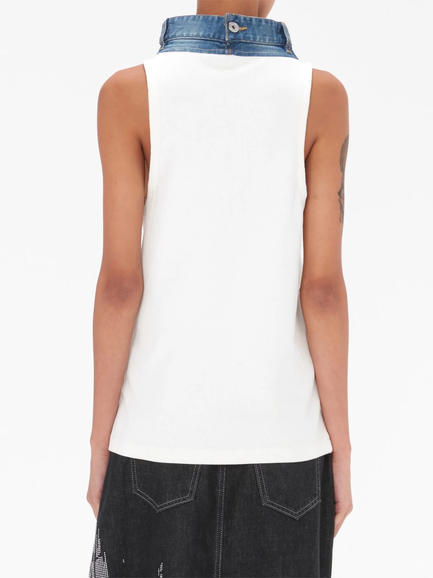 denim collar tank top