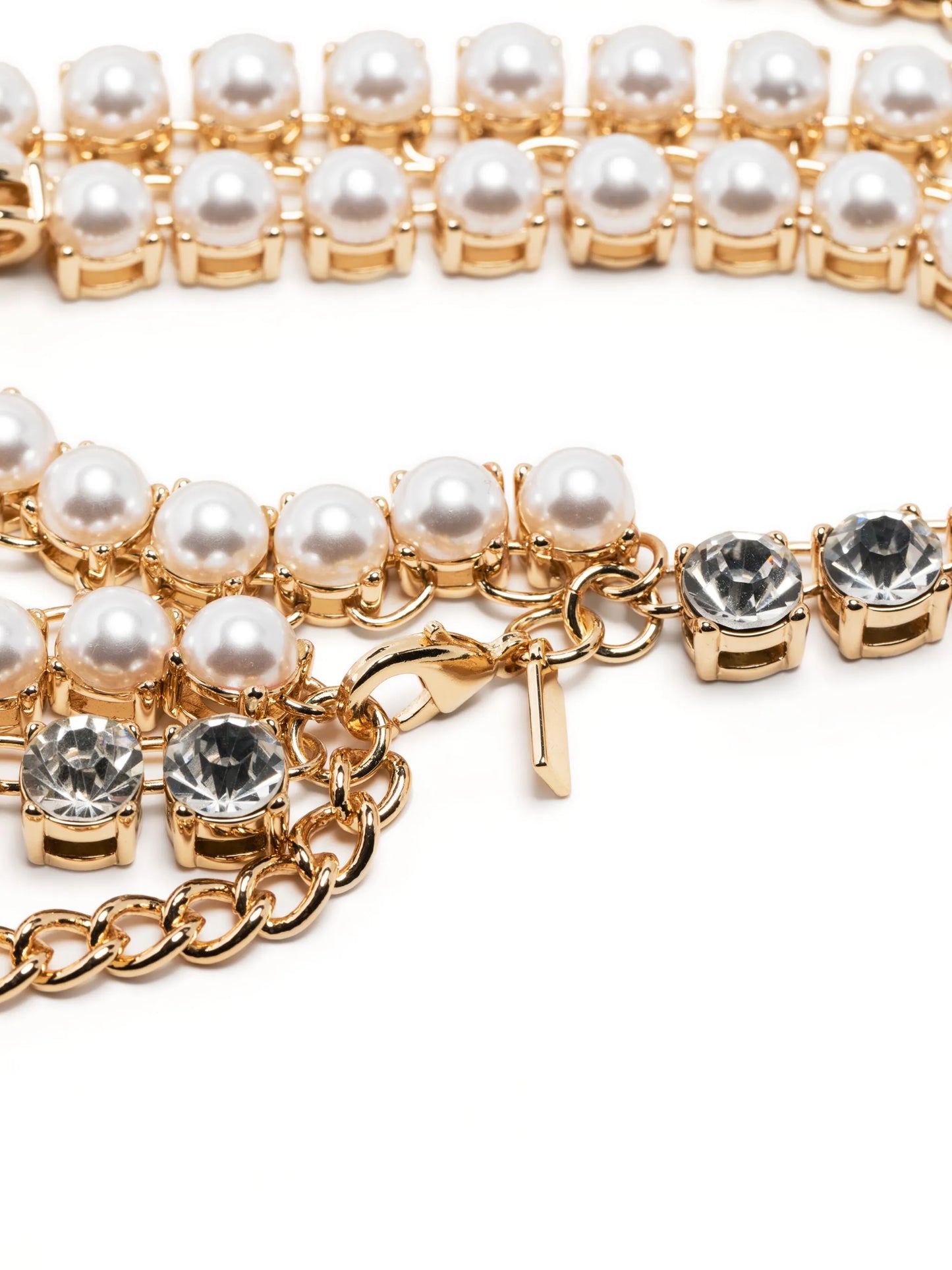 Crystal Pearl chain-link necklace
