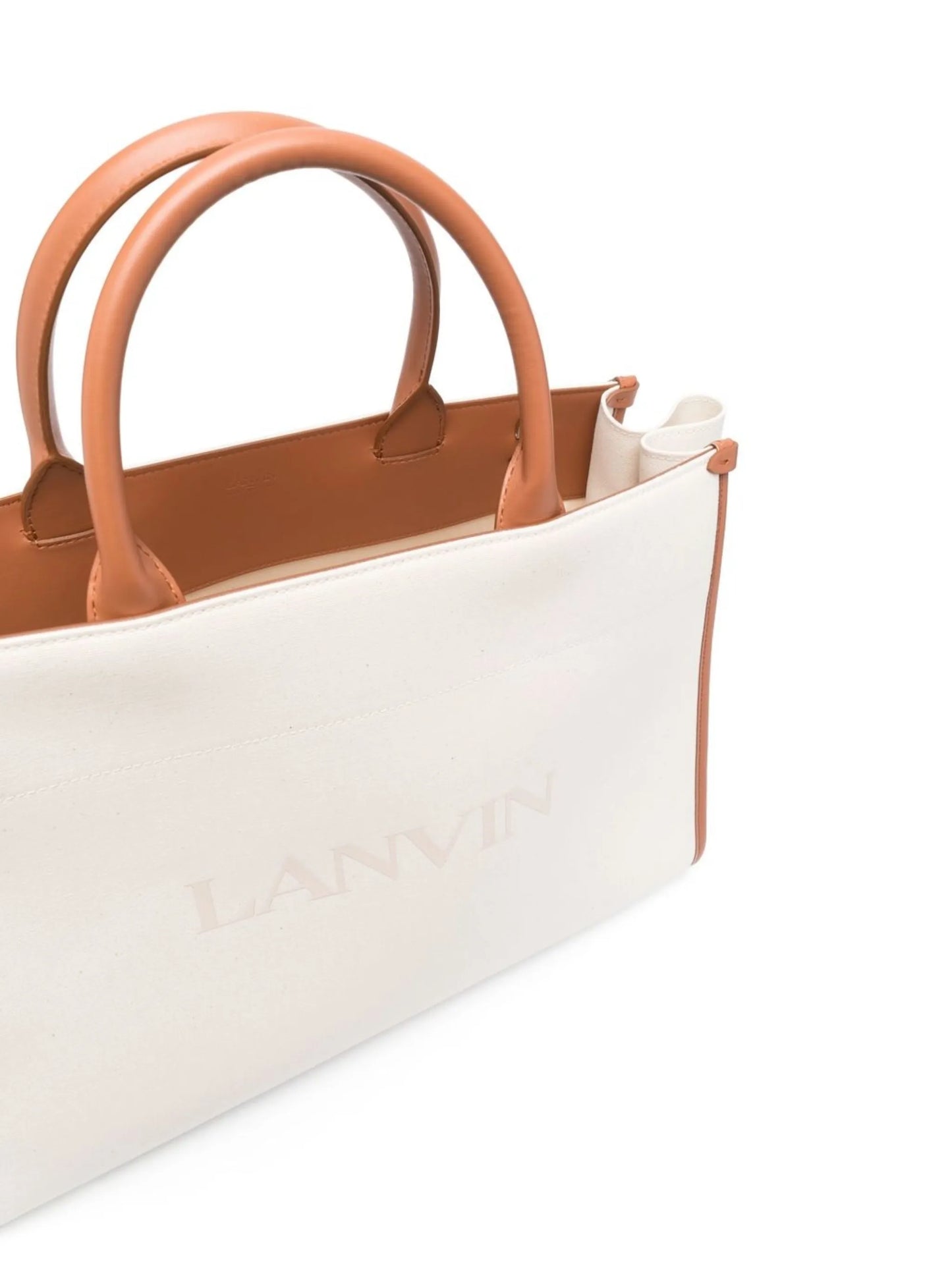 logo-print leather tote bag