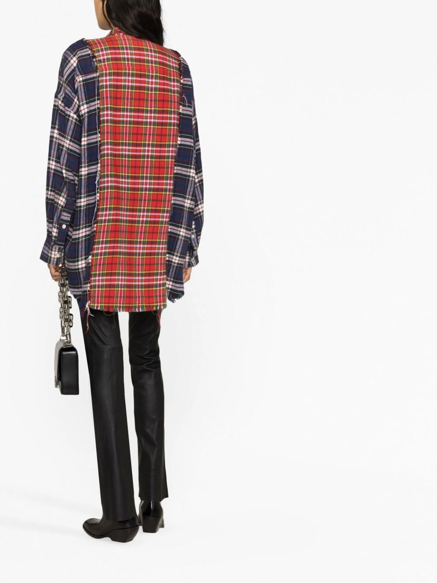 plaid-check raw-cut shirt