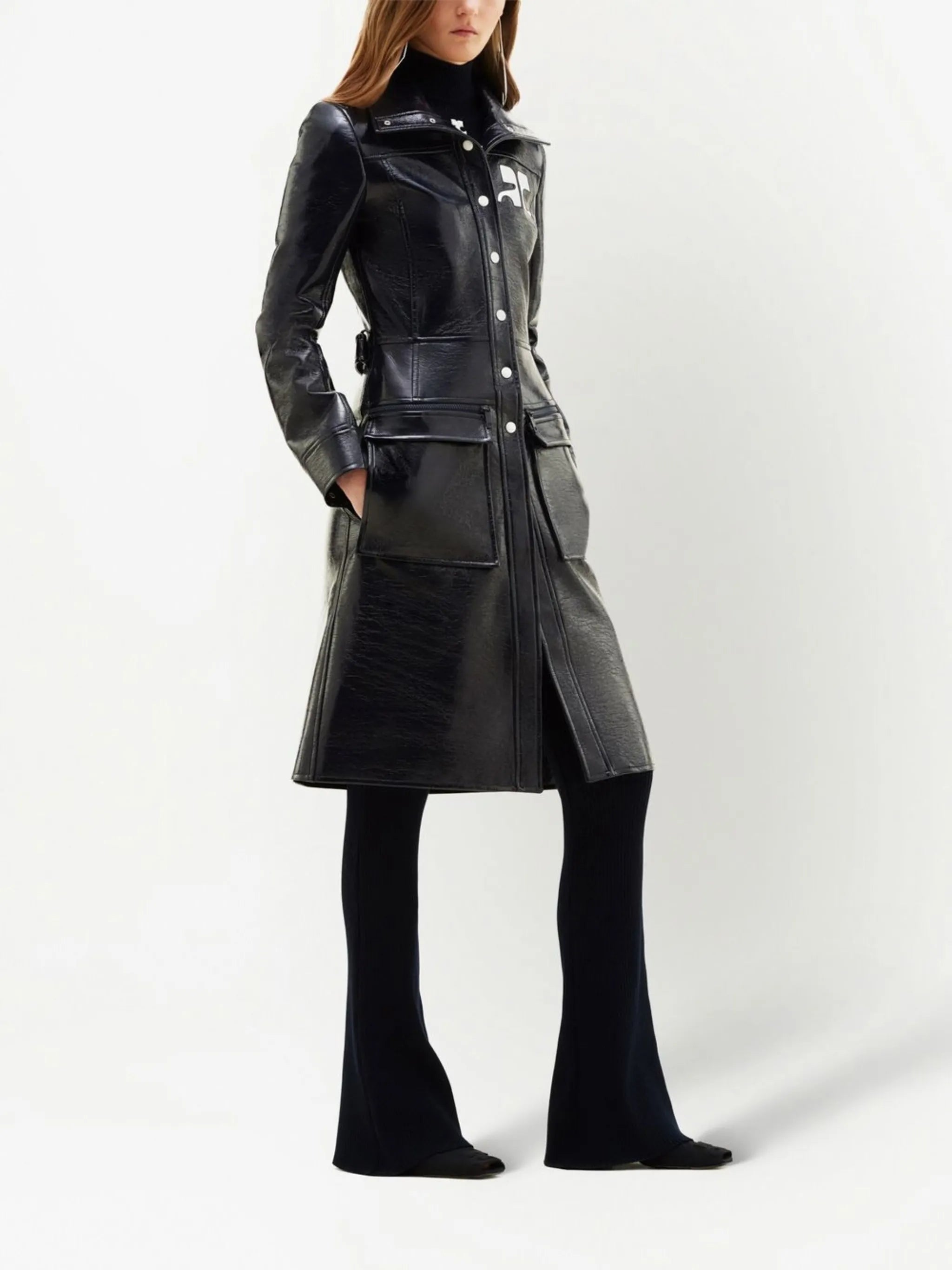 logo-patch trench coat