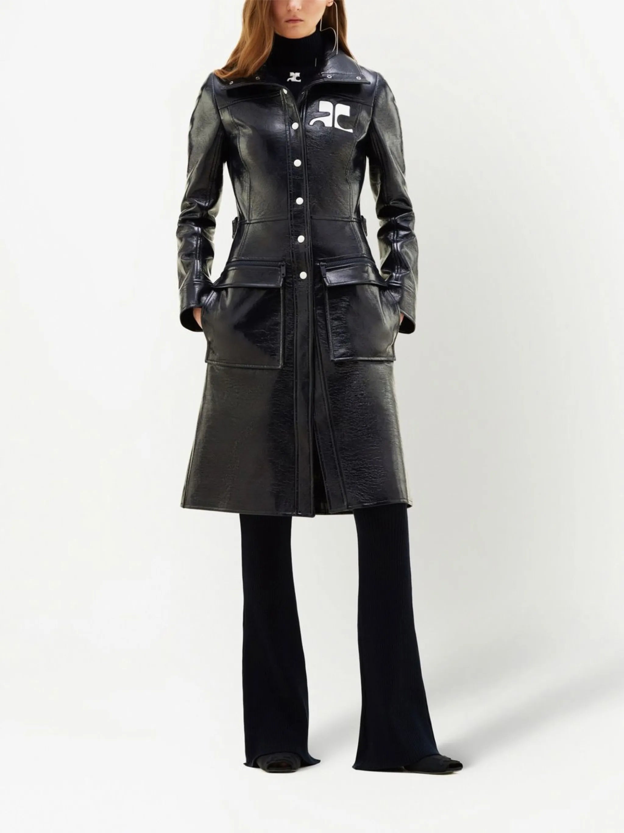 logo-patch trench coat