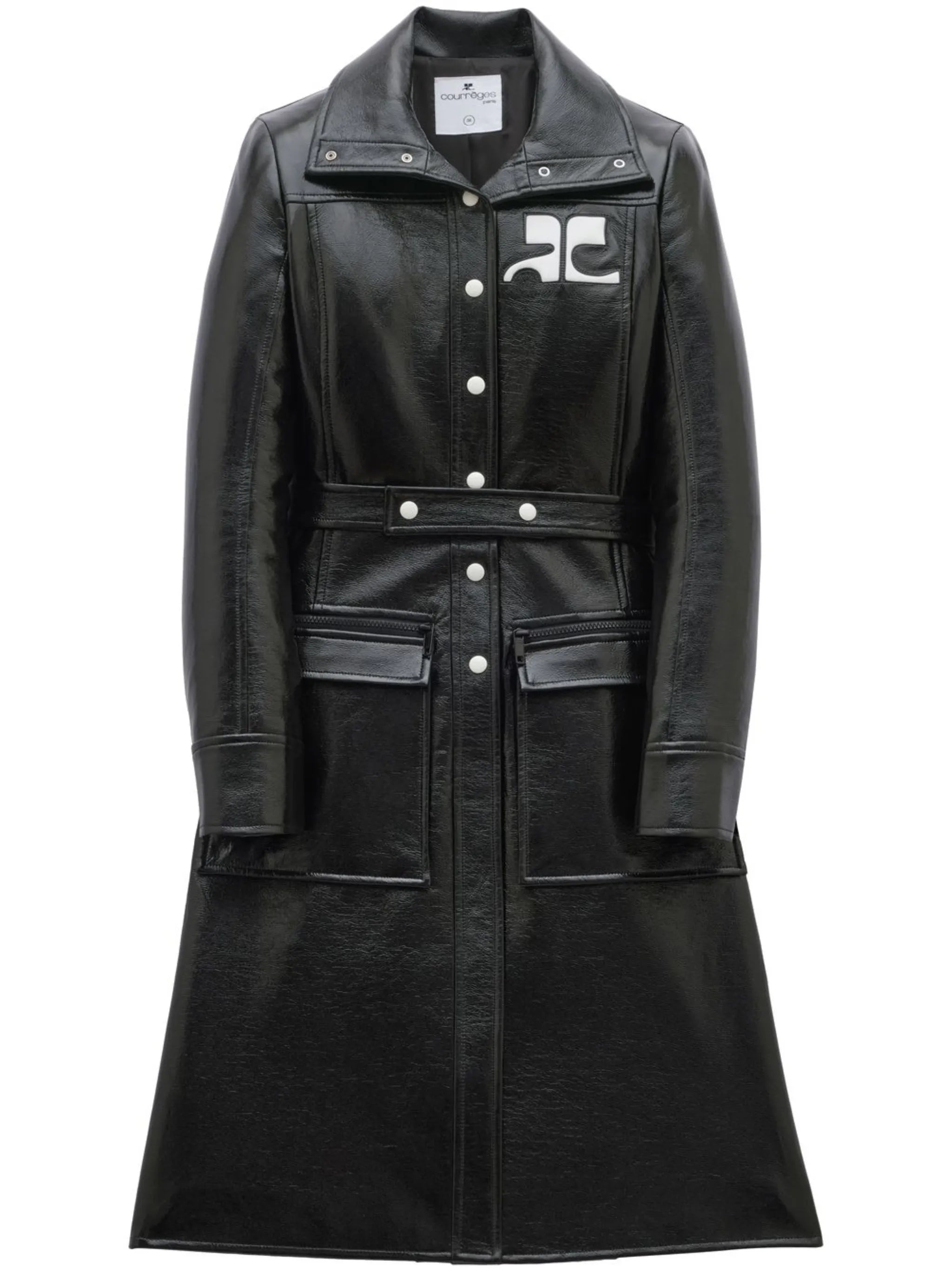 logo-patch trench coat